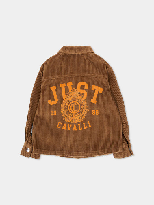 Camicia a manica lunga marrone per neonato con logo,Just Cavalli Kids,JIA26025CA BROWN BROWN