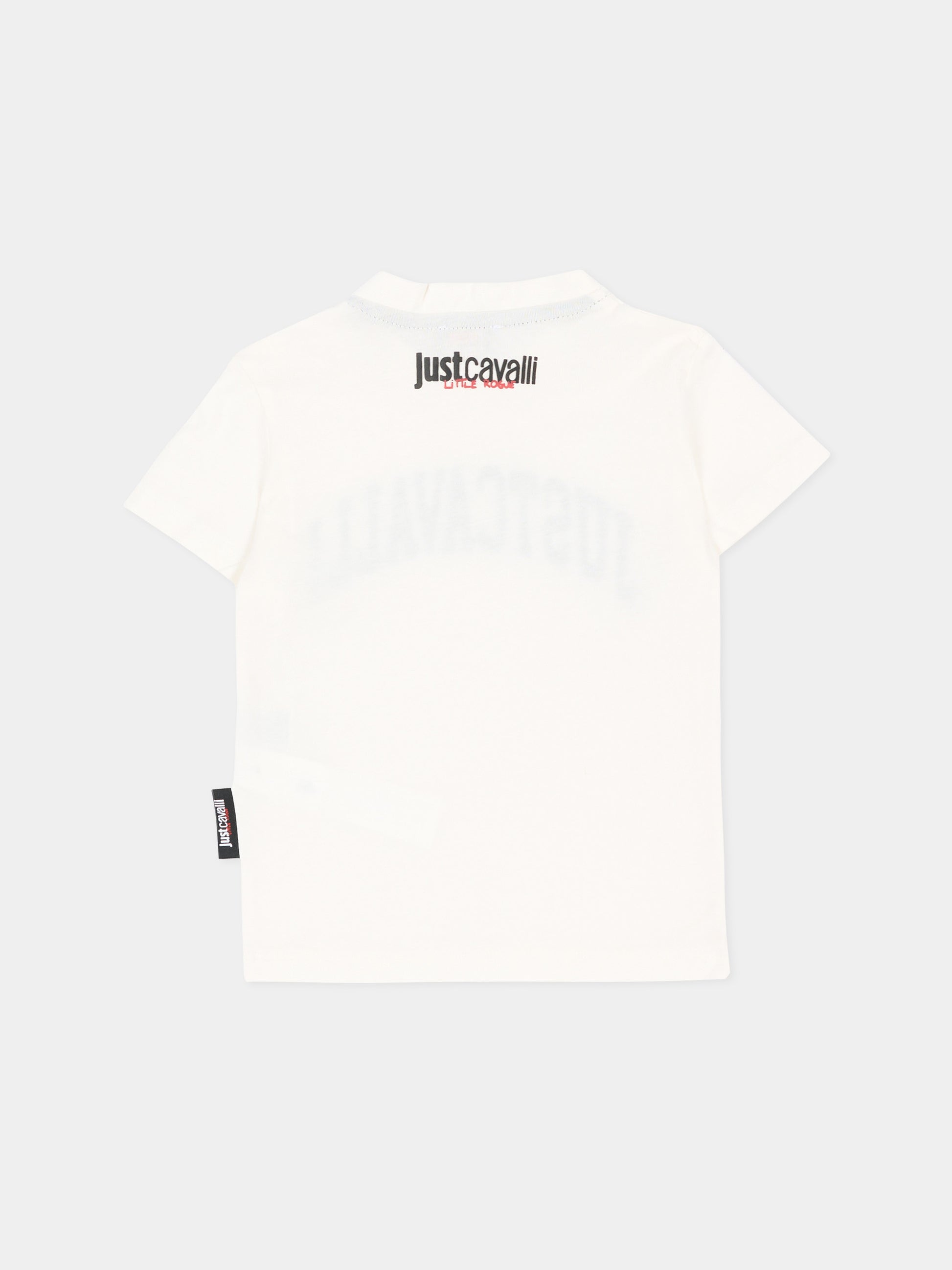 T-shirt avorio per neonato con logo,Just Cavalli Kids,JIA26053TS MARSHMAL. MARSHMALLOW