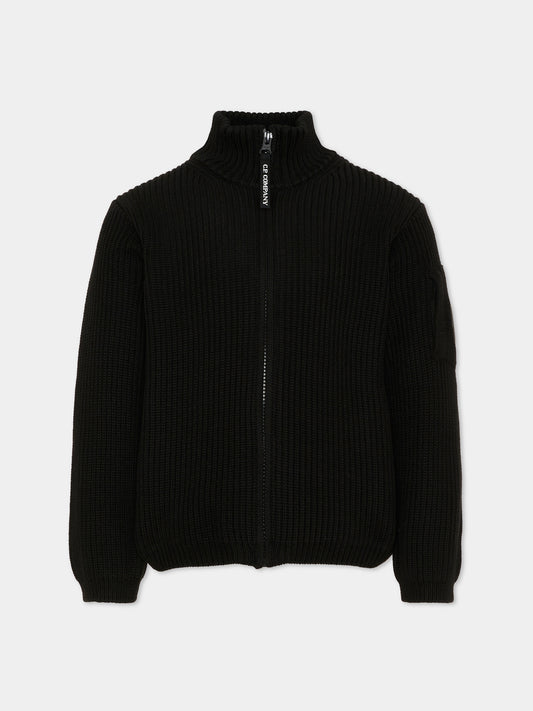 Maglione nero per bambino con zip,C. P. Company,CMW00P LHE36 60100