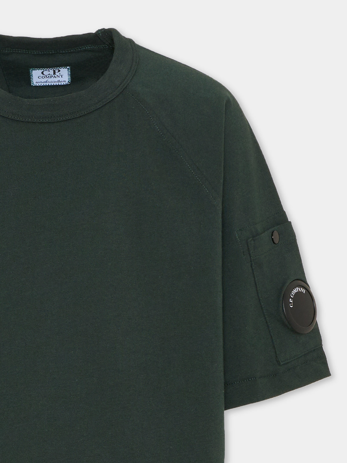 T-shirt verde per bambino con logo,C. P. Company,CNM00R LAA17 30807