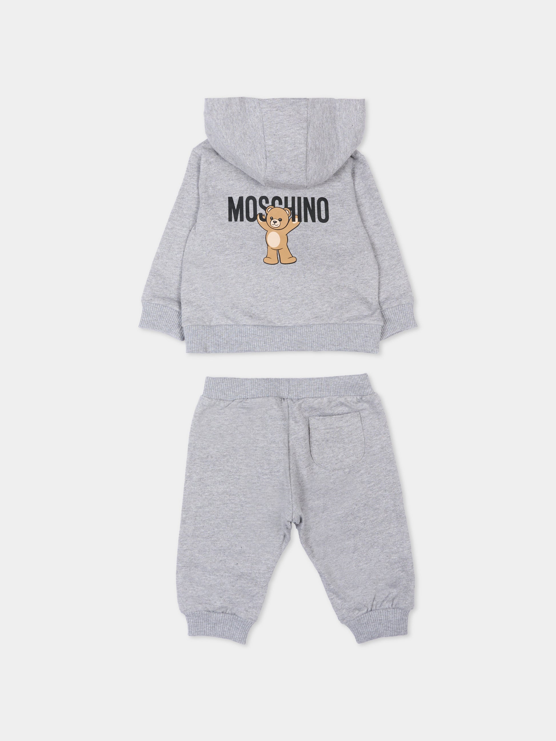 Completo sportivo grigio per neonati con Teddy Bear,Moschino Kids,MUK05G LCA40 60901