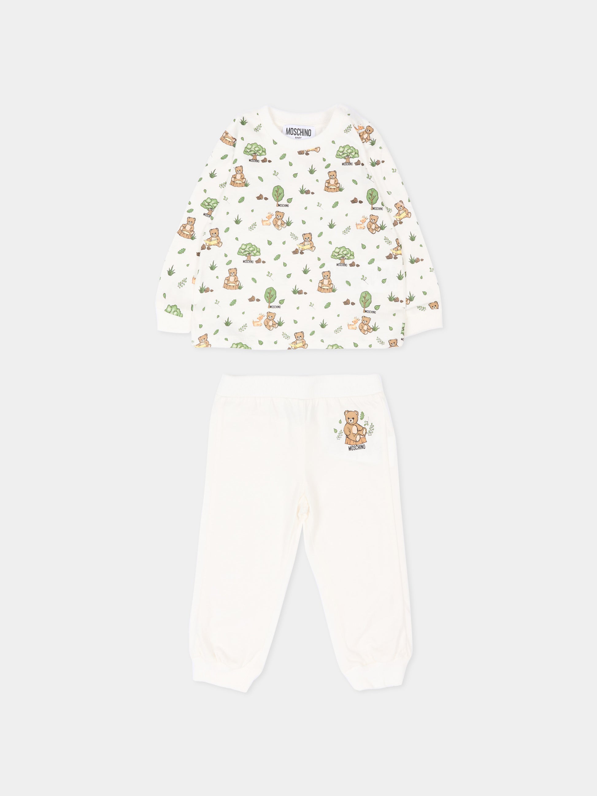 Completo sportivo avorio per neonati con Teddy Bear,Moschino Kids,MZK02F LAB2A 84927