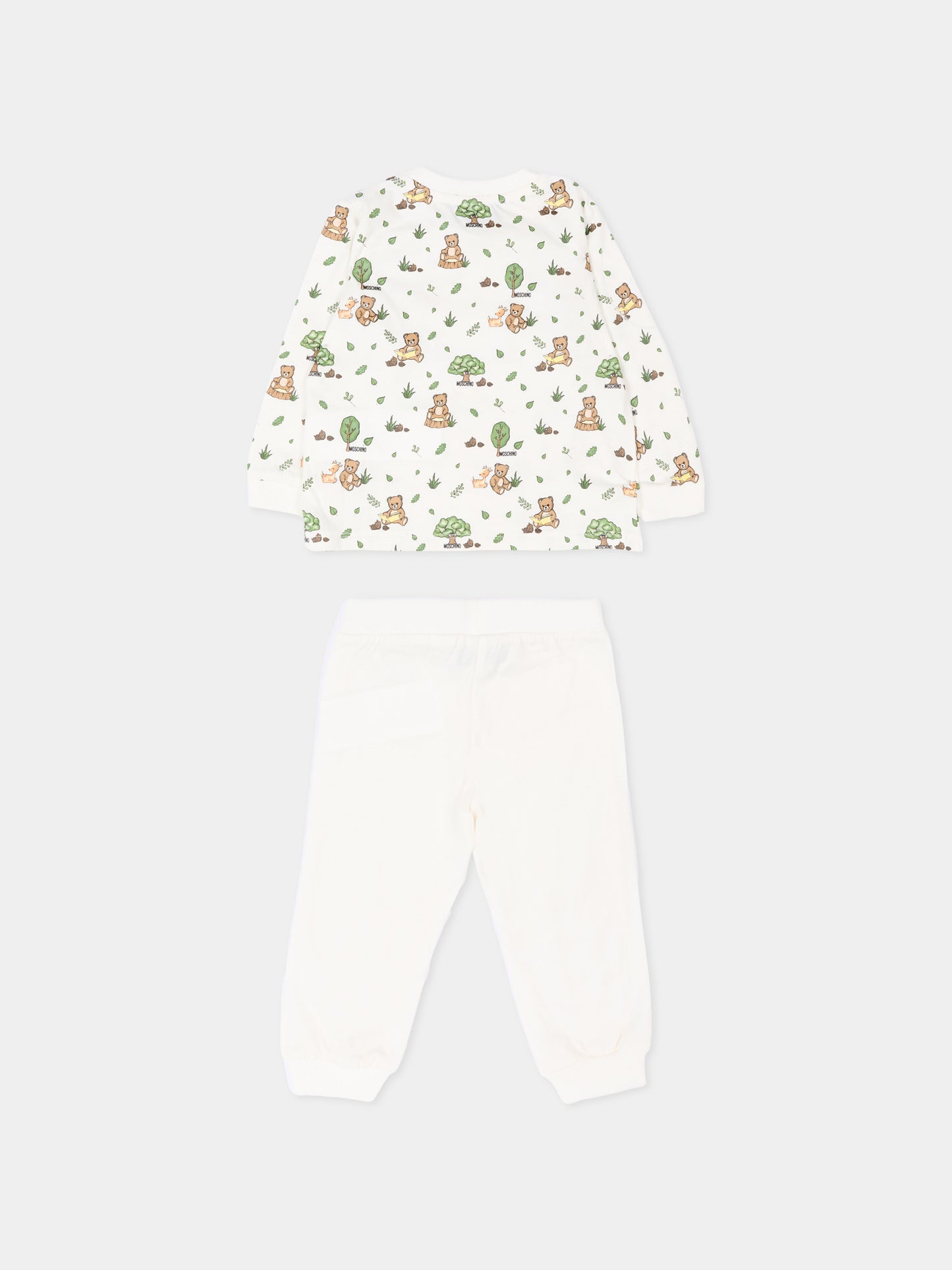 Completo sportivo avorio per neonati con Teddy Bear,Moschino Kids,MZK02F LAB2A 84927