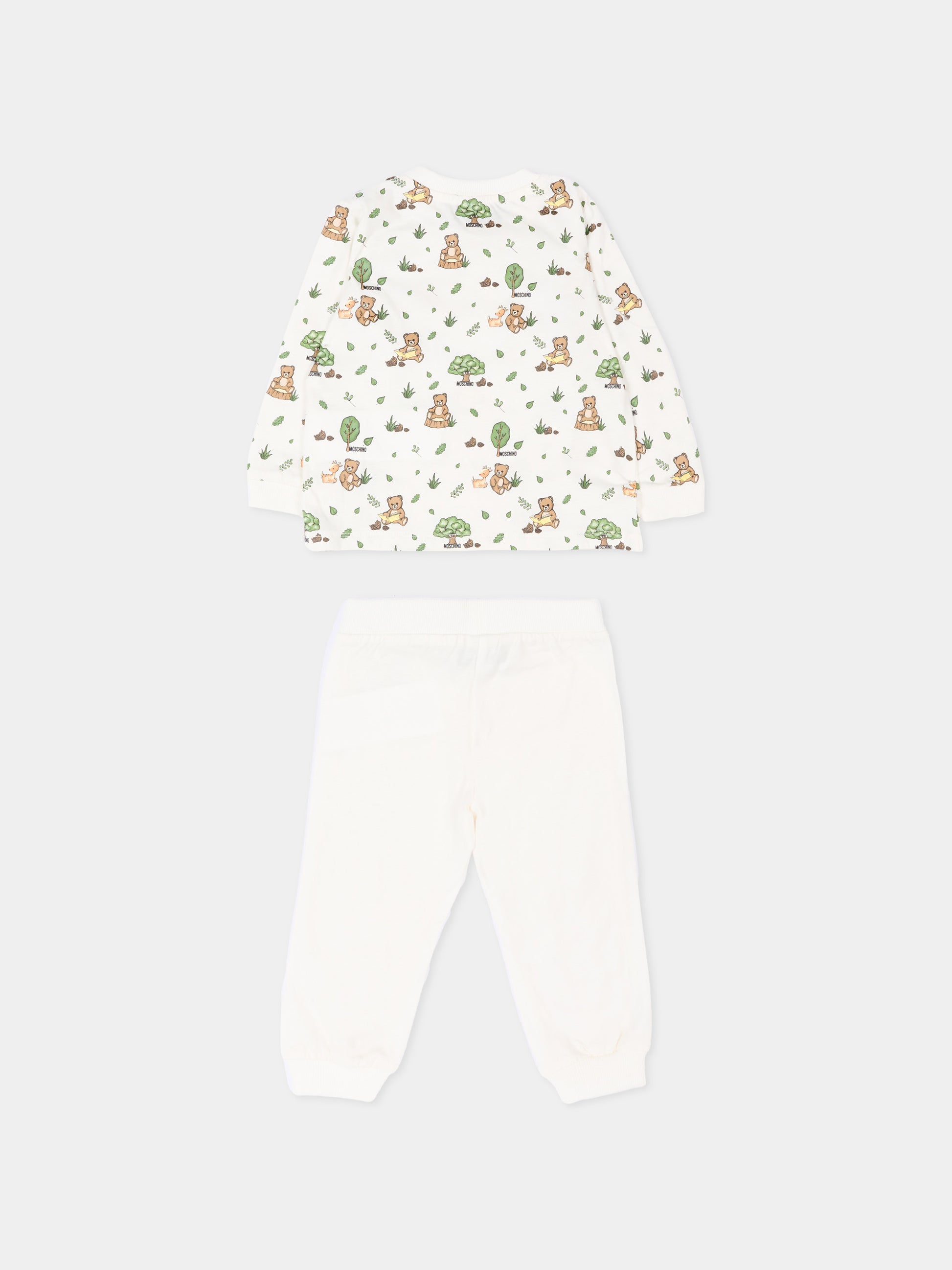 Completo sportivo avorio per neonati con Teddy Bear,Moschino Kids,MZK02F LAB2A 84927