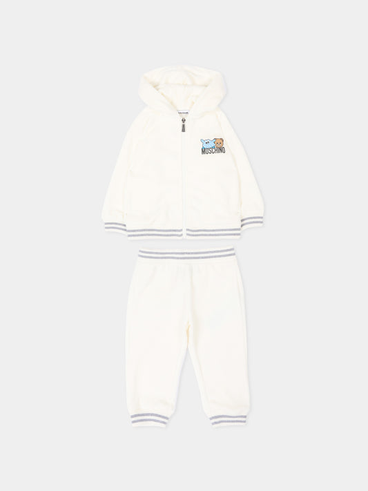 Completo sportivo avorio per neonati con Teddy Bear,Moschino Kids,MUK05B LGA07 10063