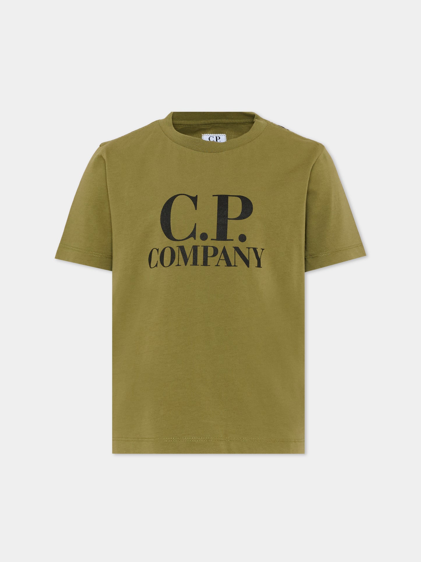 T-shirt verde per bambino con logo,C. P. Company,COM006 LAA17 30803