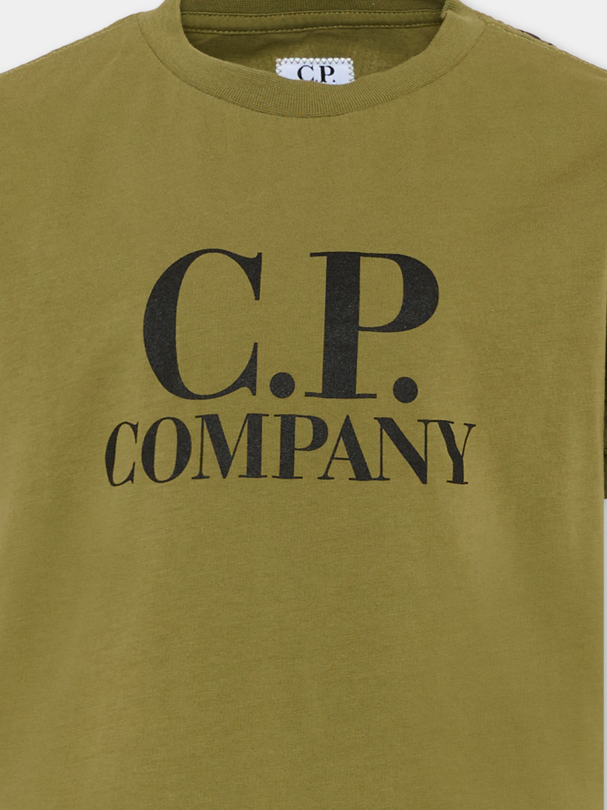 T-shirt verde per bambino con logo,C. P. Company,COM006 LAA17 30803
