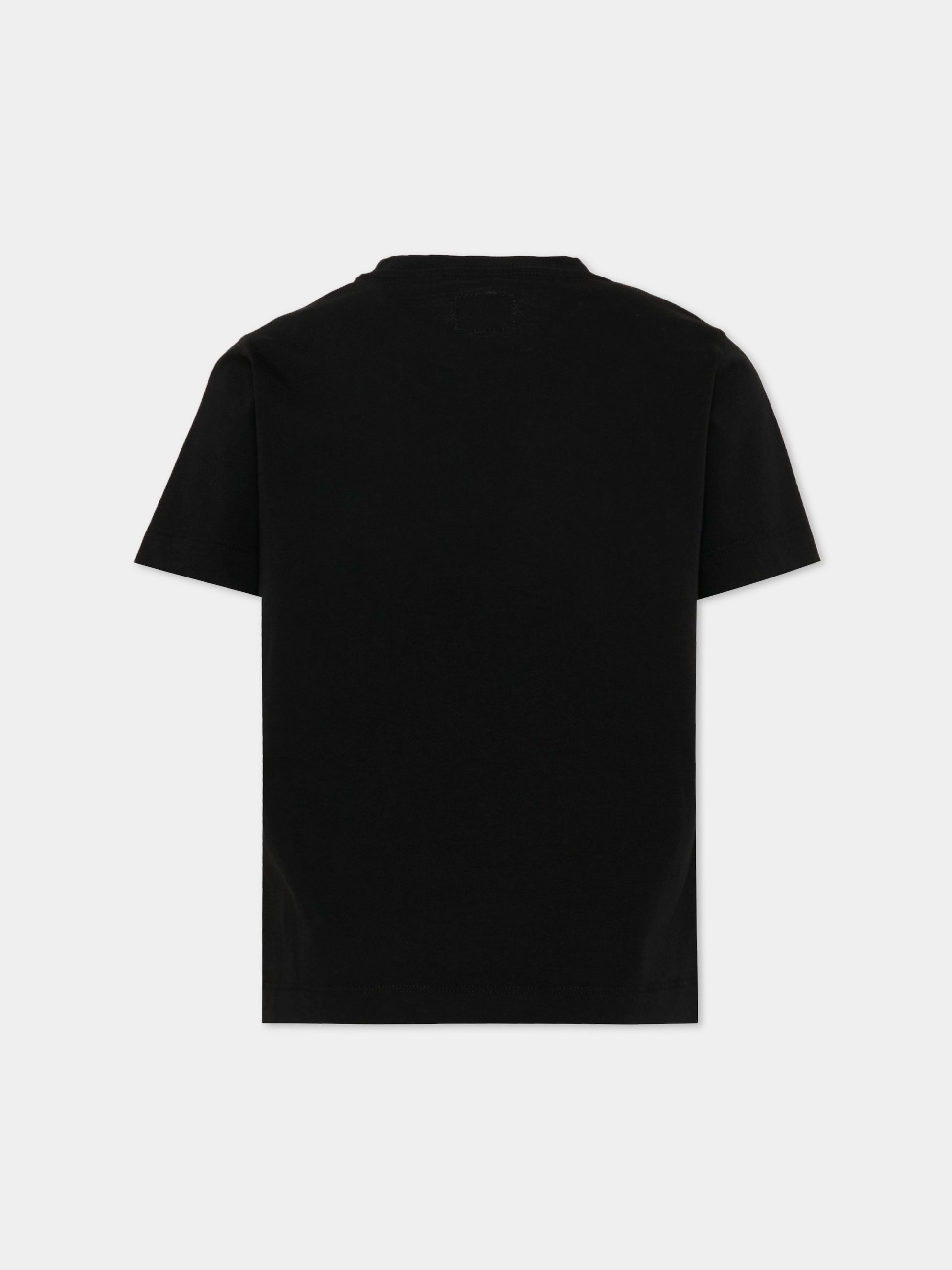 T-Shirt nera per bambino con logo,C. P. Company,CRM00L LAA17 60100