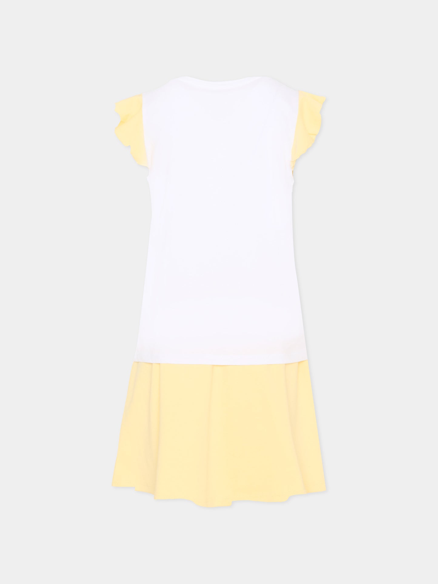 Completo sportivo bianco per bambina con logo,Trussardi Junior,TIP26022CJ WHITE YELLOW