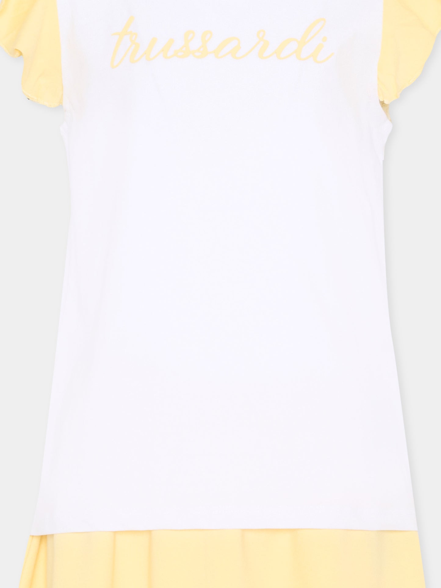 Completo sportivo bianco per bambina con logo,Trussardi Junior,TIP26022CJ WHITE YELLOW
