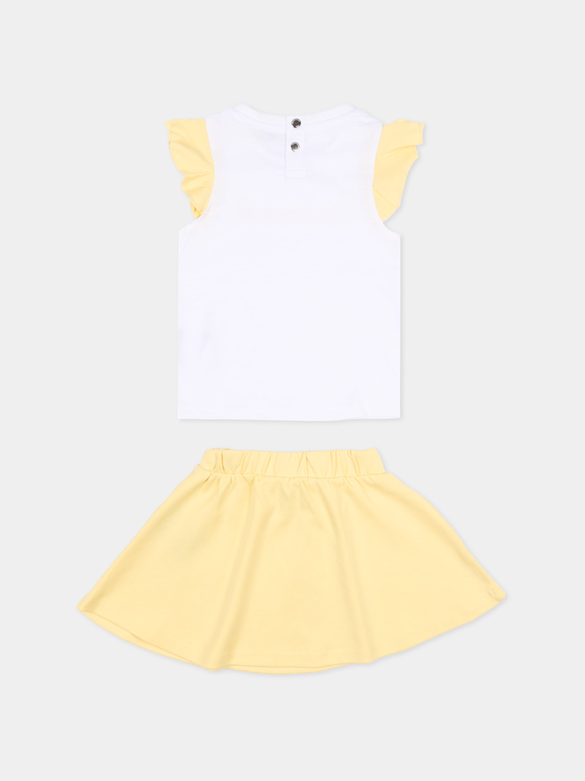 Completo sportivo bianco per neonata con logo,Trussardi Junior,TIP26022CJ WHITE YELLOW