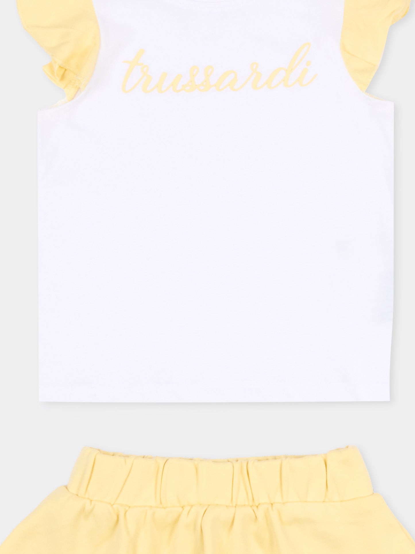 Completo sportivo bianco per neonata con logo,Trussardi Junior,TIP26022CJ WHITE YELLOW