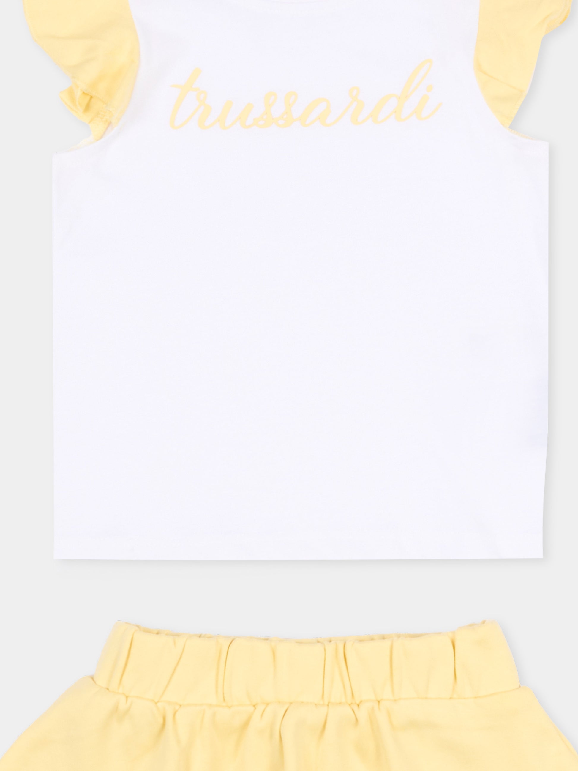 Completo sportivo bianco per neonata con logo,Trussardi Junior,TIP26022CJ WHITE YELLOW