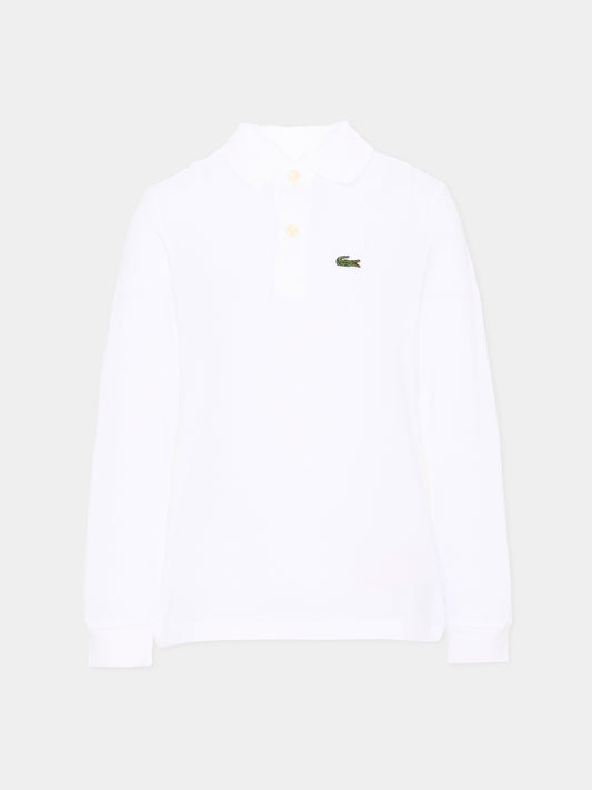 Polo bianca per bambino con logo,Lacoste,7387 W8L