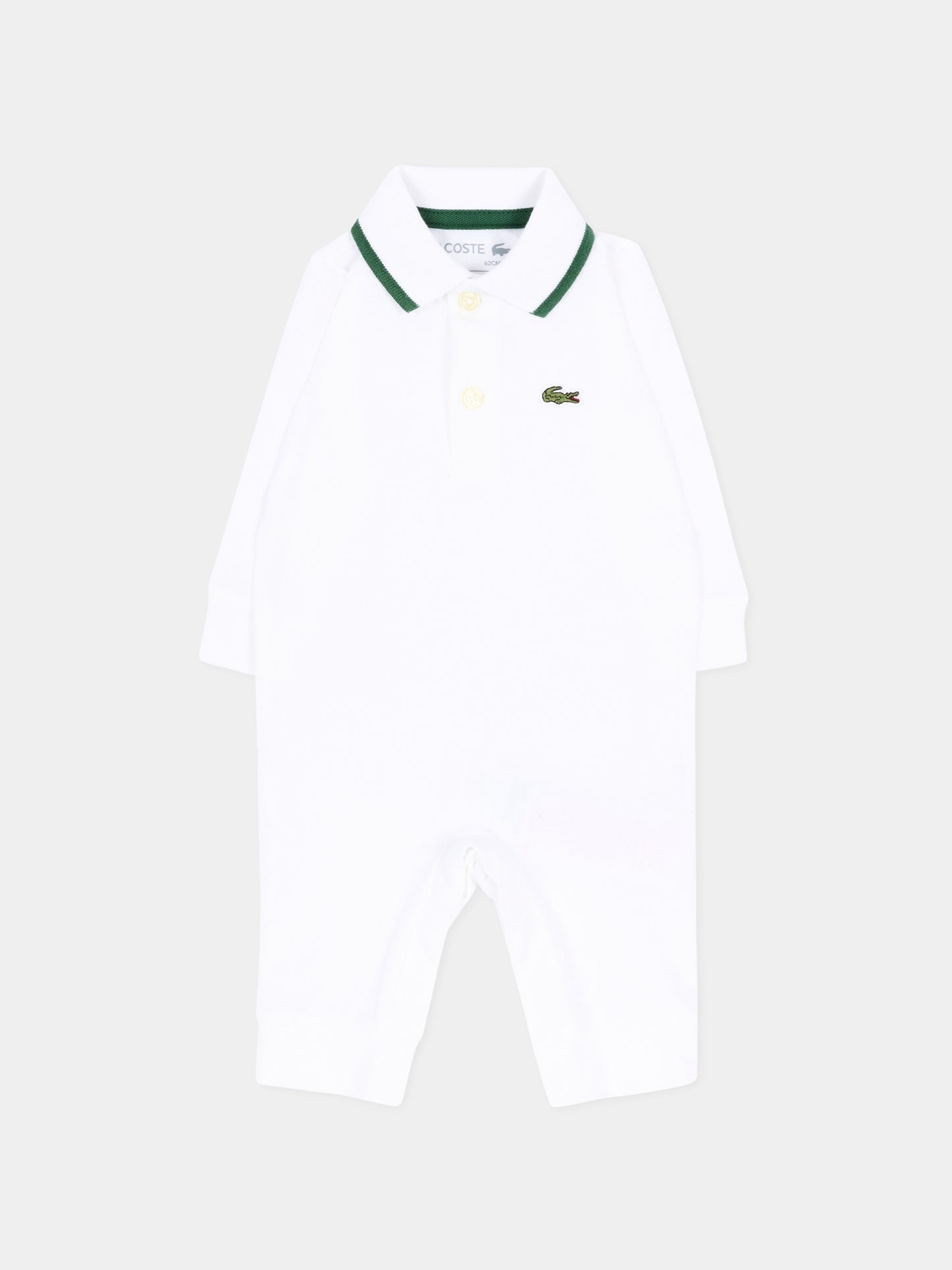 Tutina bianca per neonato con logo,Lacoste,7185 W8L