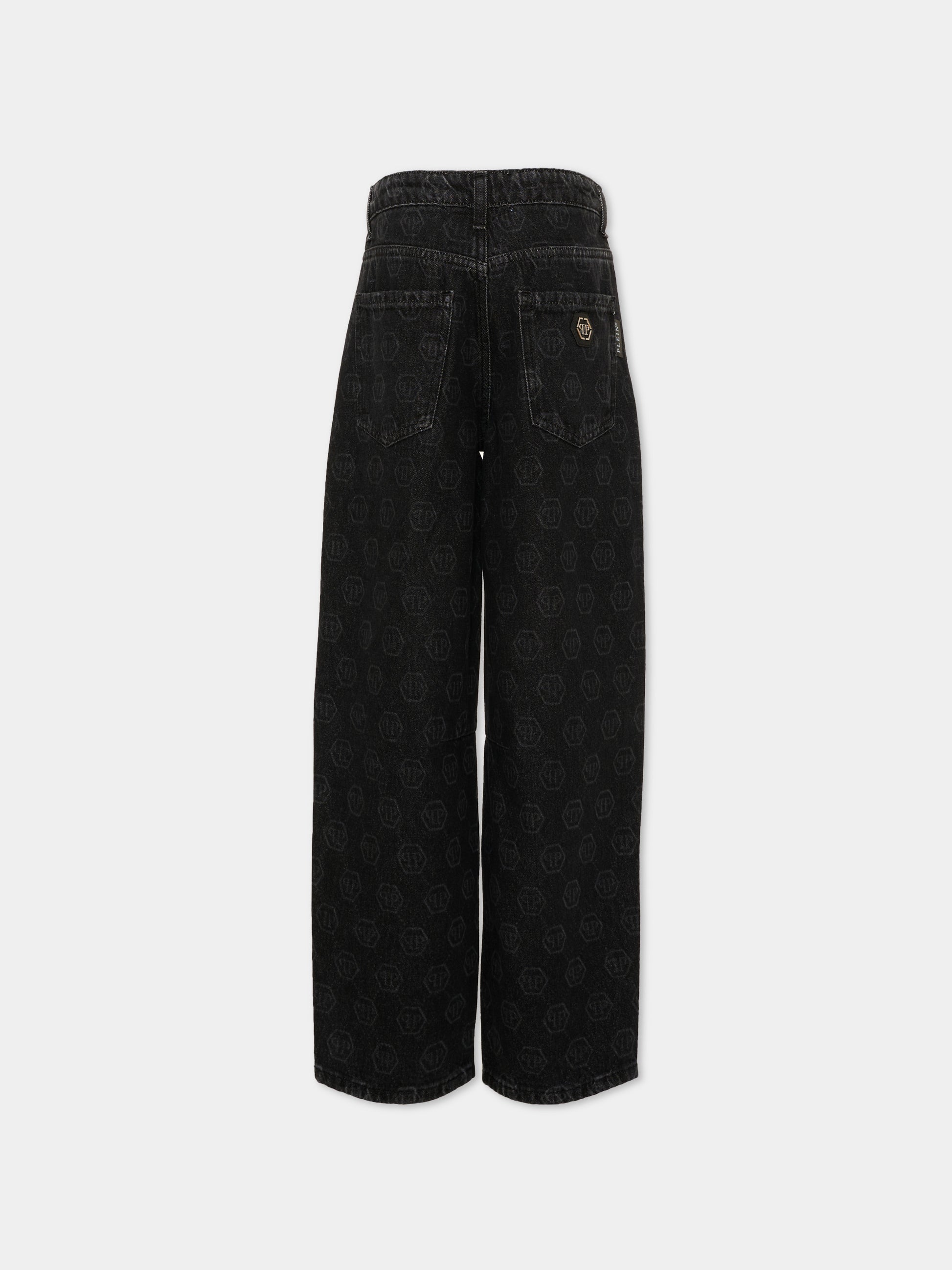 Jeans nero per bambina con monogram,Philipp Plein Junior,F6PHJGDP014 129