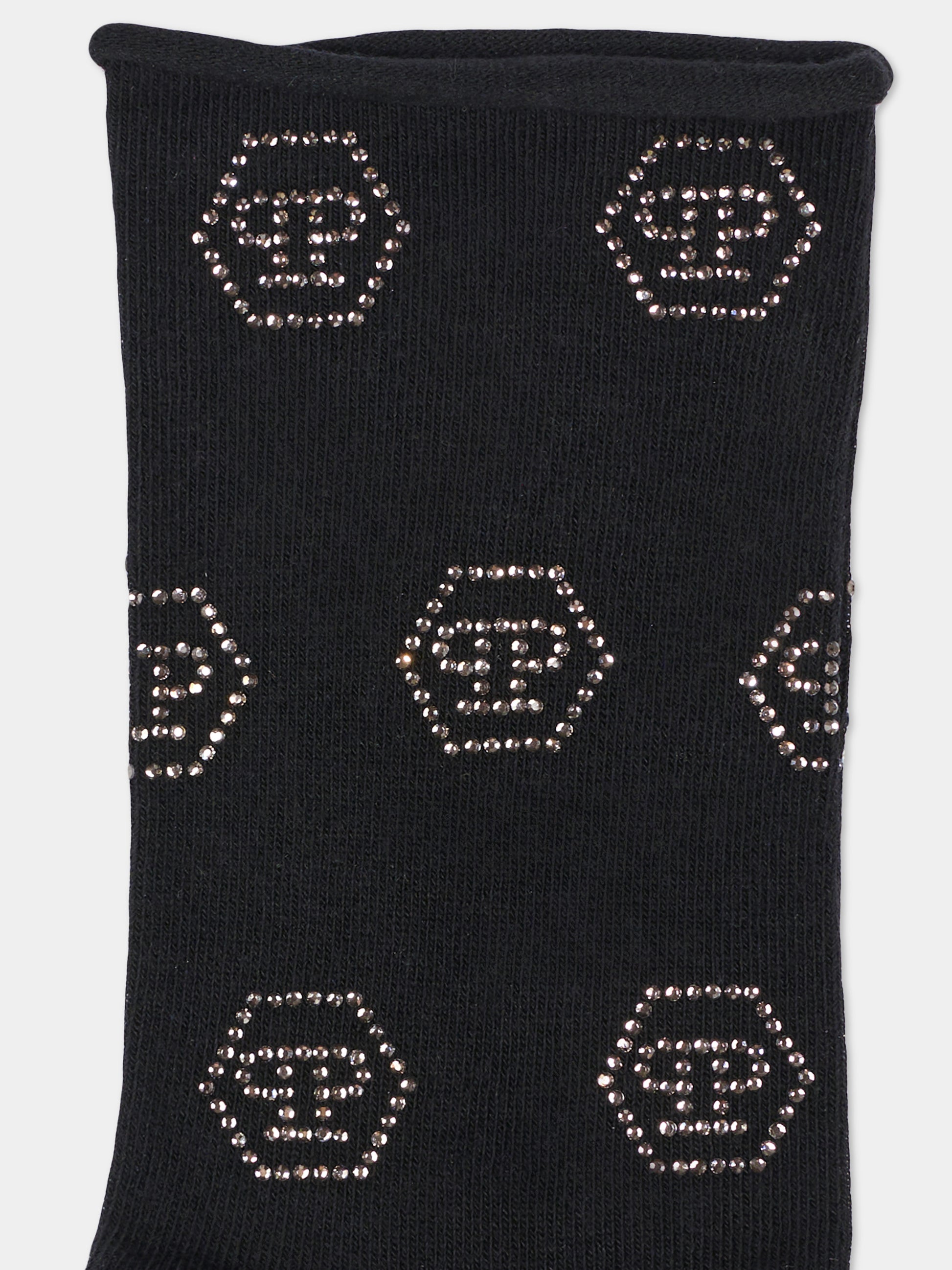 Calze nere per bambina con strass,Philipp Plein Junior,F6PHJGSO173 110