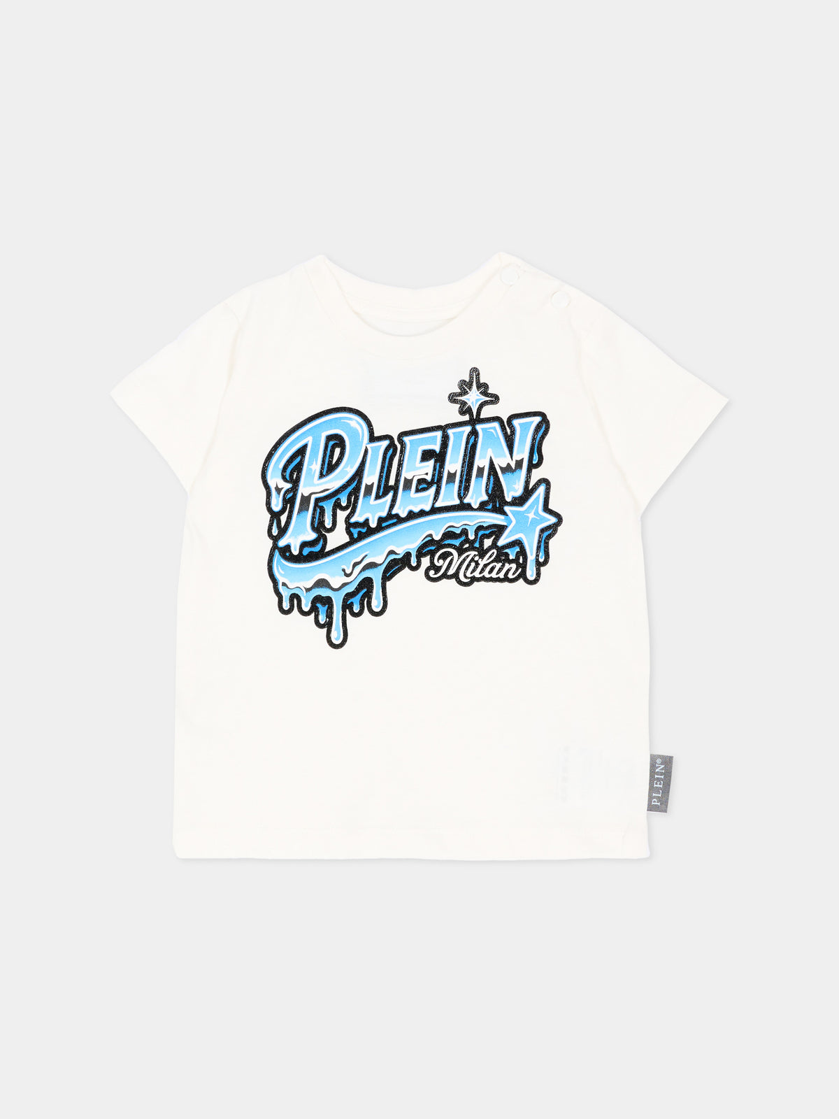 T-shirt a manica corta avorio per neonato,Philipp Plein Junior,F6PHNBTH177 002
