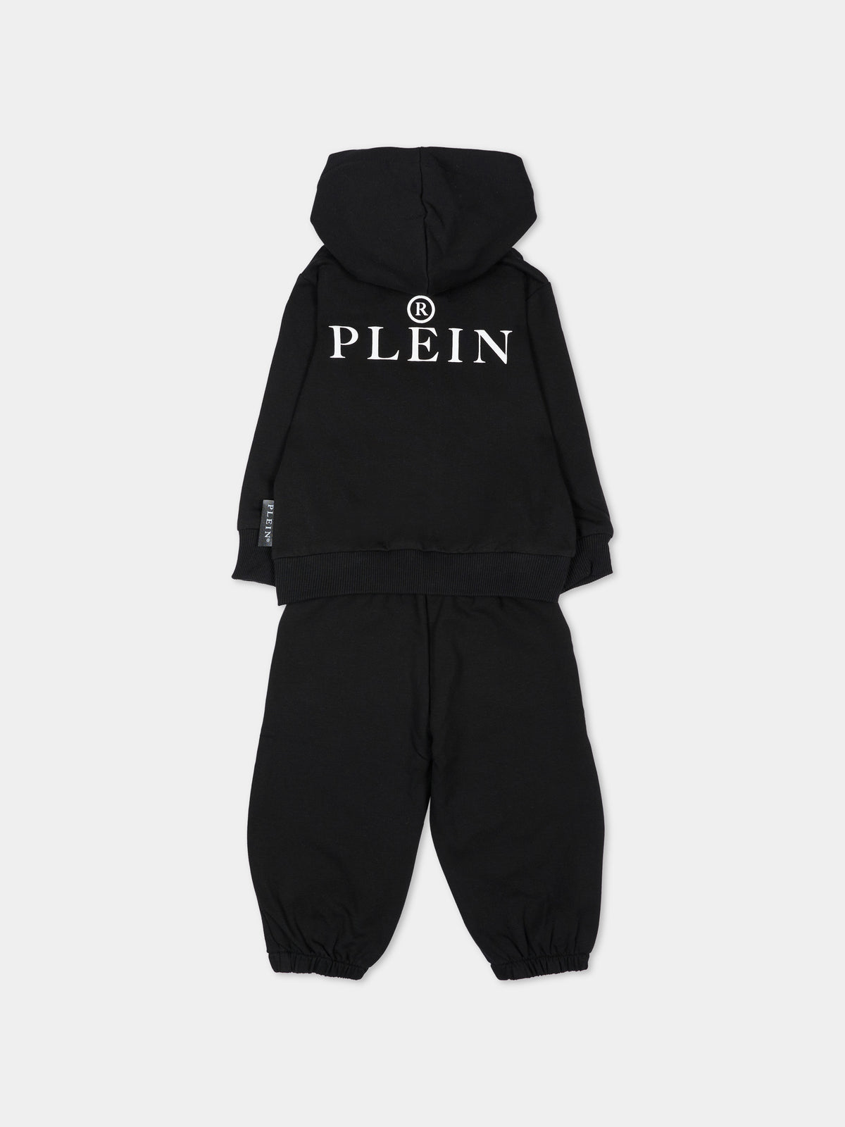 Completo sportivo lungo nero per neonato con teschio,Philipp Plein Junior,F6PHNBTP175 110