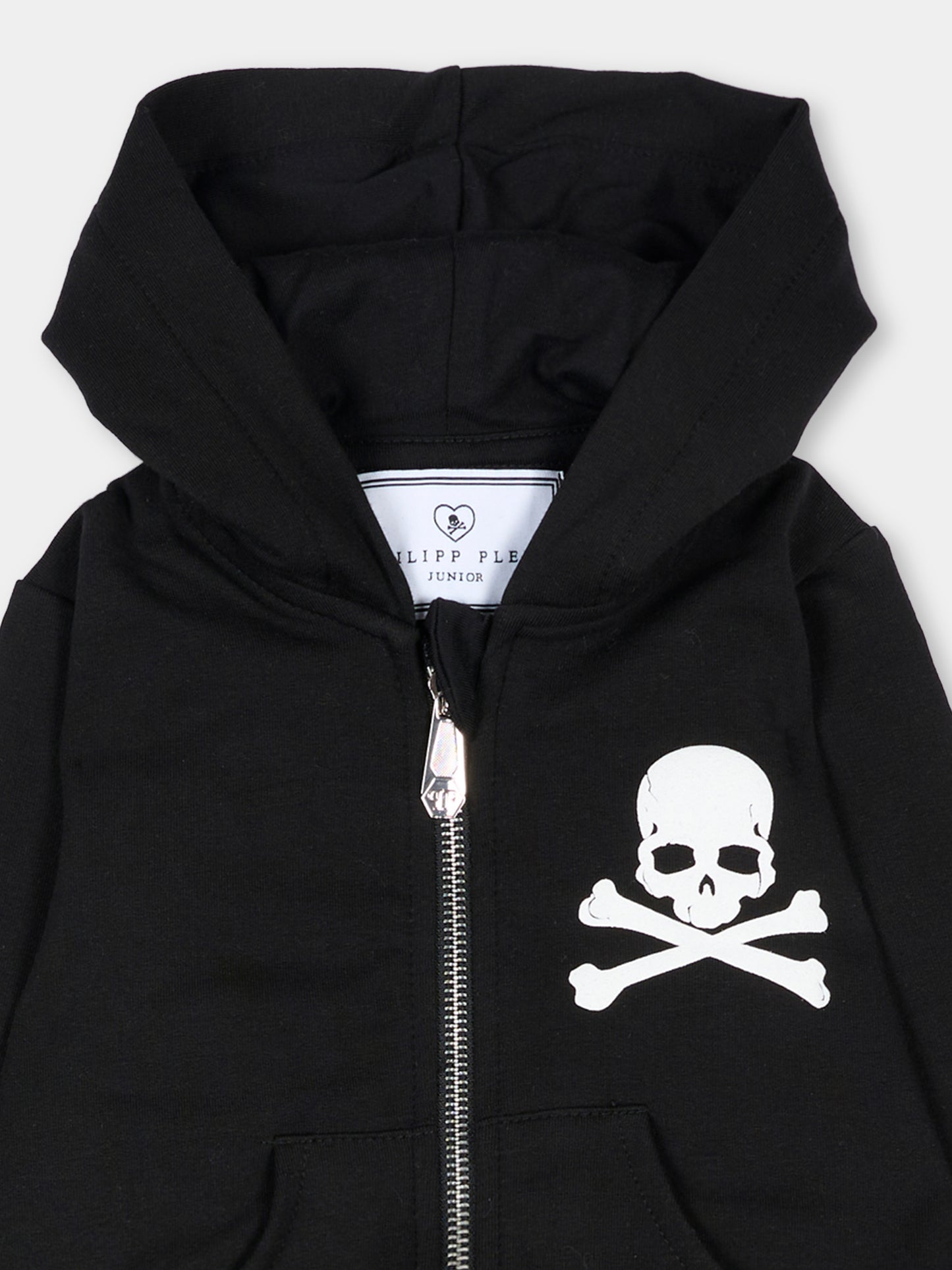 Completo sportivo lungo nero per neonato con teschio,Philipp Plein Junior,F6PHNBTP175 110