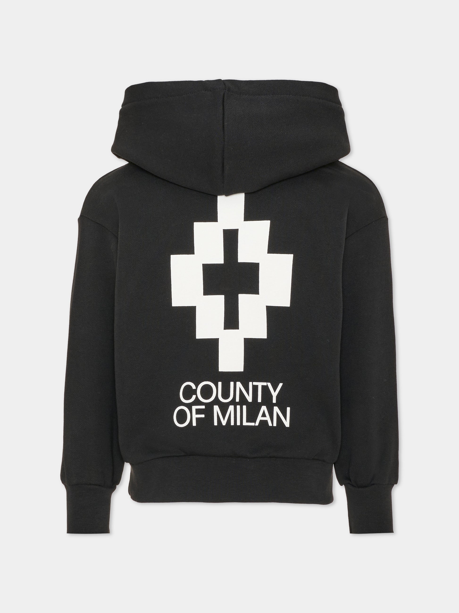 Felpa con cappuccio nera per bambino con logo,County Of Milan Kids,F6CMJBHS048 110