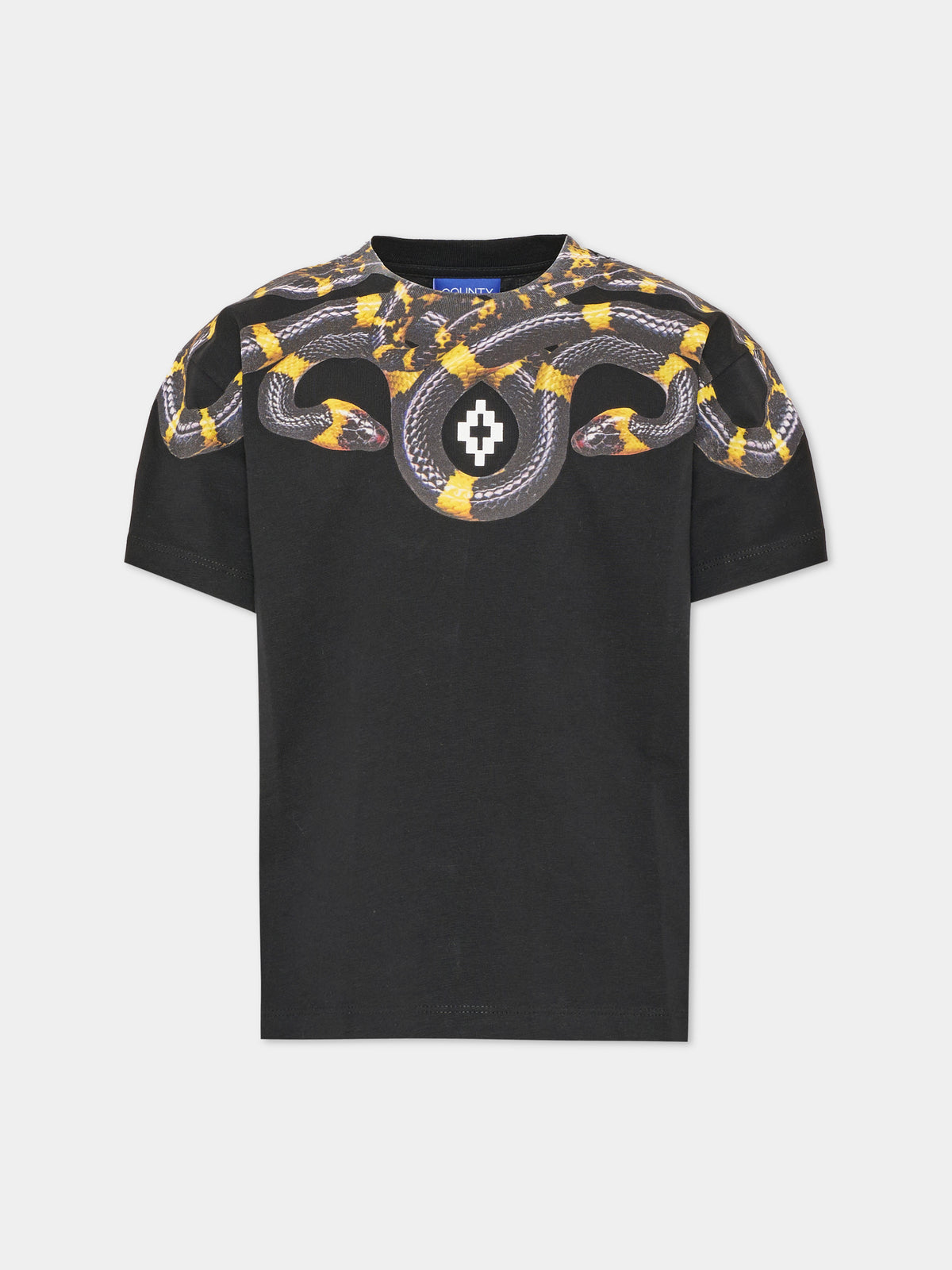 T-shirt a manica corta nera per bambino con stampa serpente,County Of Milan Kids,F6CMJBTH022 110