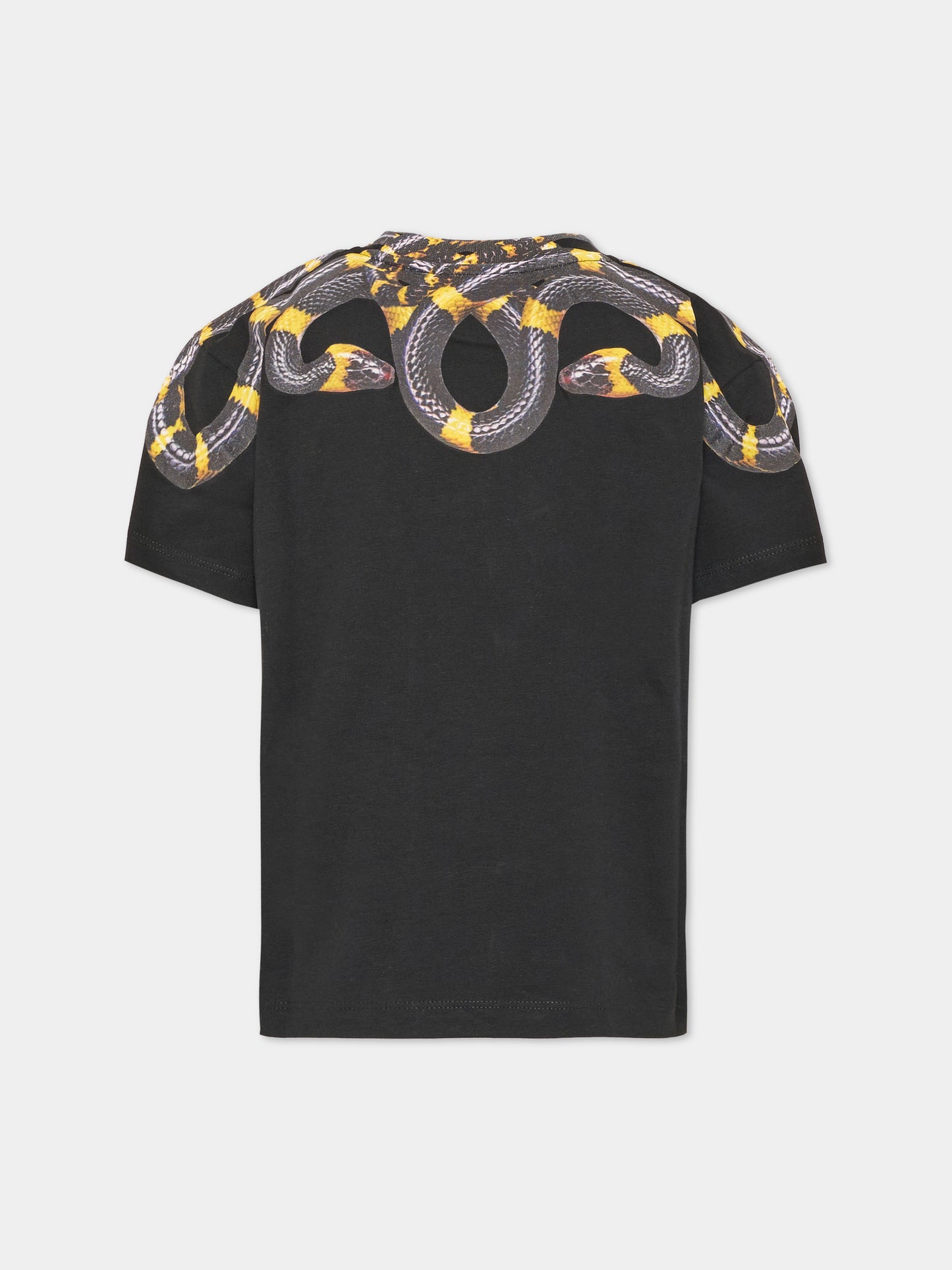 T-shirt a manica corta nera per bambino con stampa serpente,County Of Milan Kids,F6CMJBTH022 110