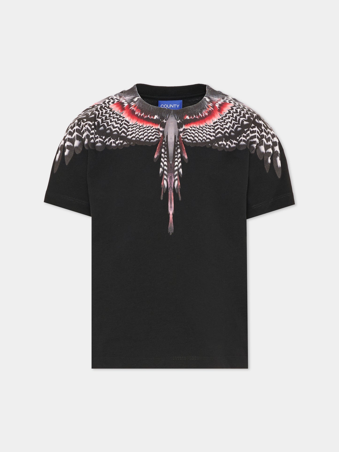 T-shirt nera per bambino con ali,County Of Milan Kids,F6CMJBTH043 110