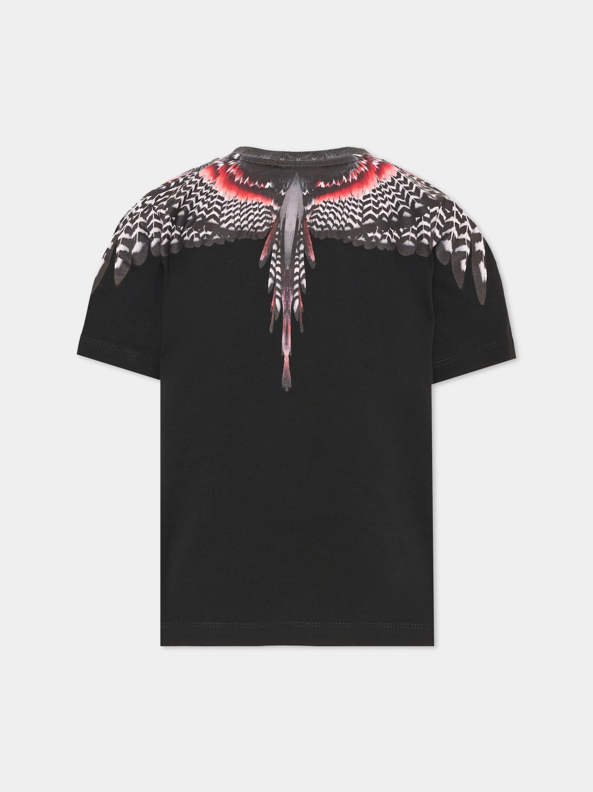 T-shirt nera per bambino con ali,County Of Milan Kids,F6CMJBTH043 110