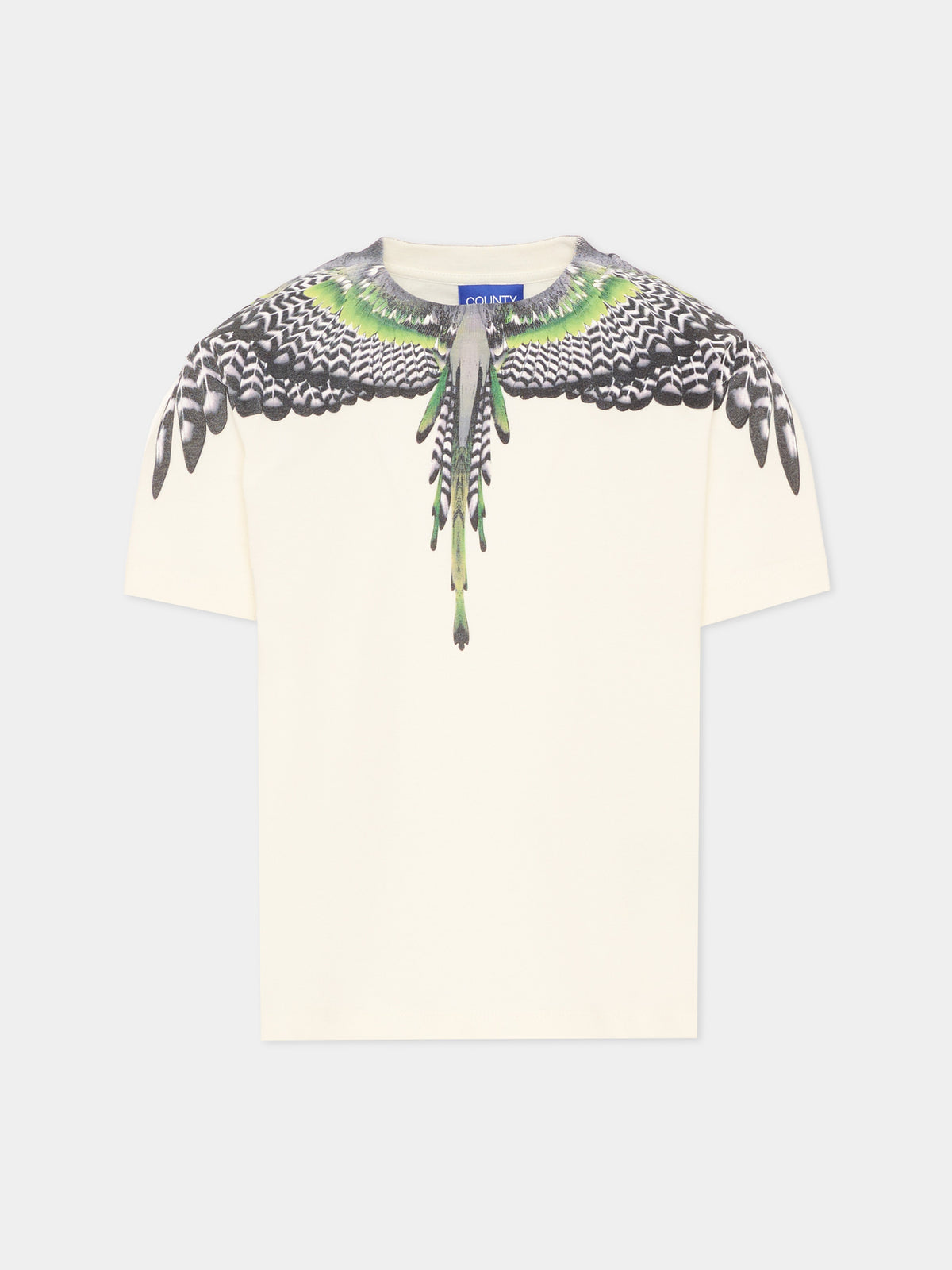 T-shirt a manica corta avorio con ali,County Of Milan Kids,F6CMJBTH043 412