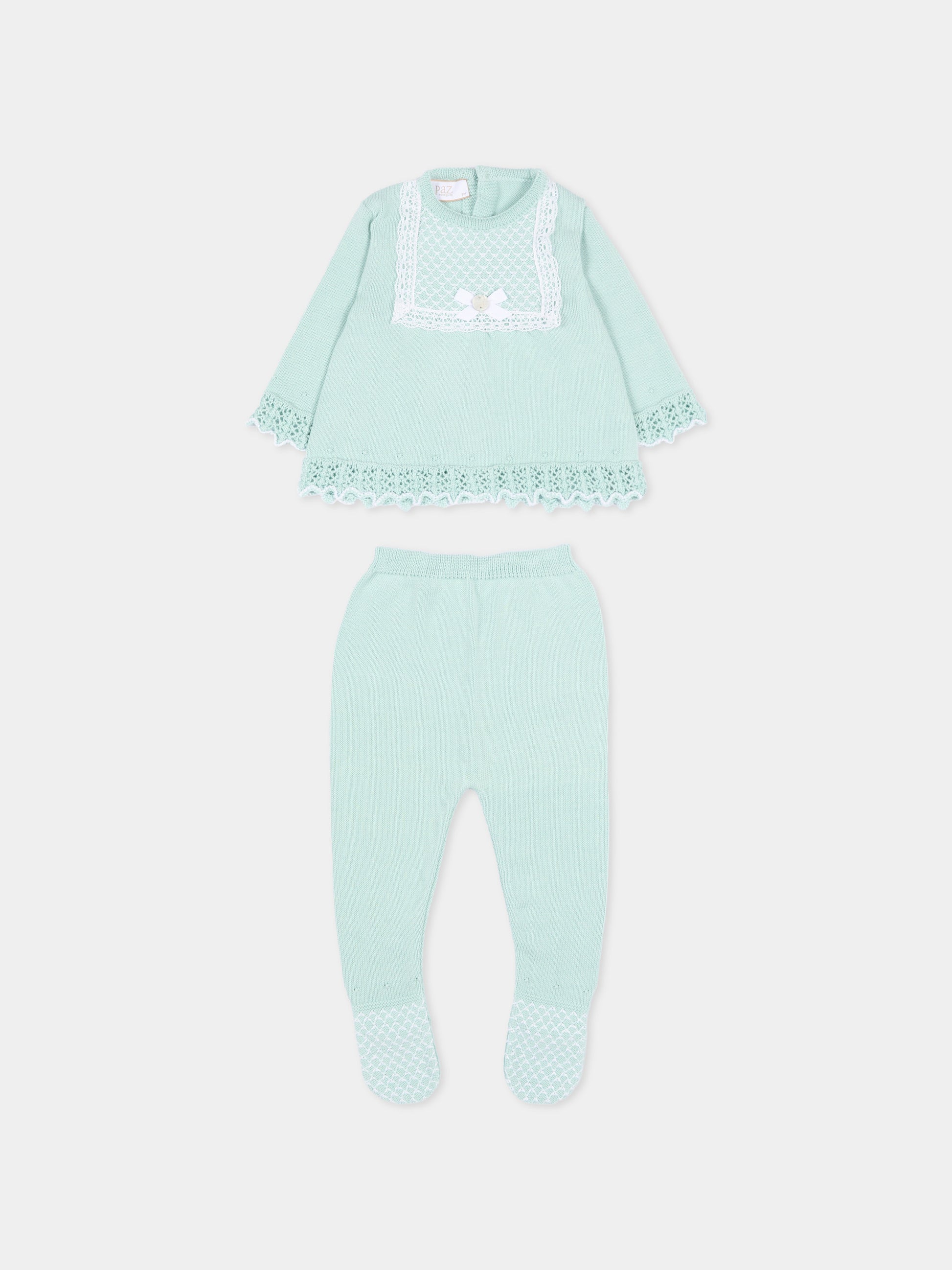 Completo nascita verde per neonata con pizzo,Paz Rodríguez,103 123461 1301 H82