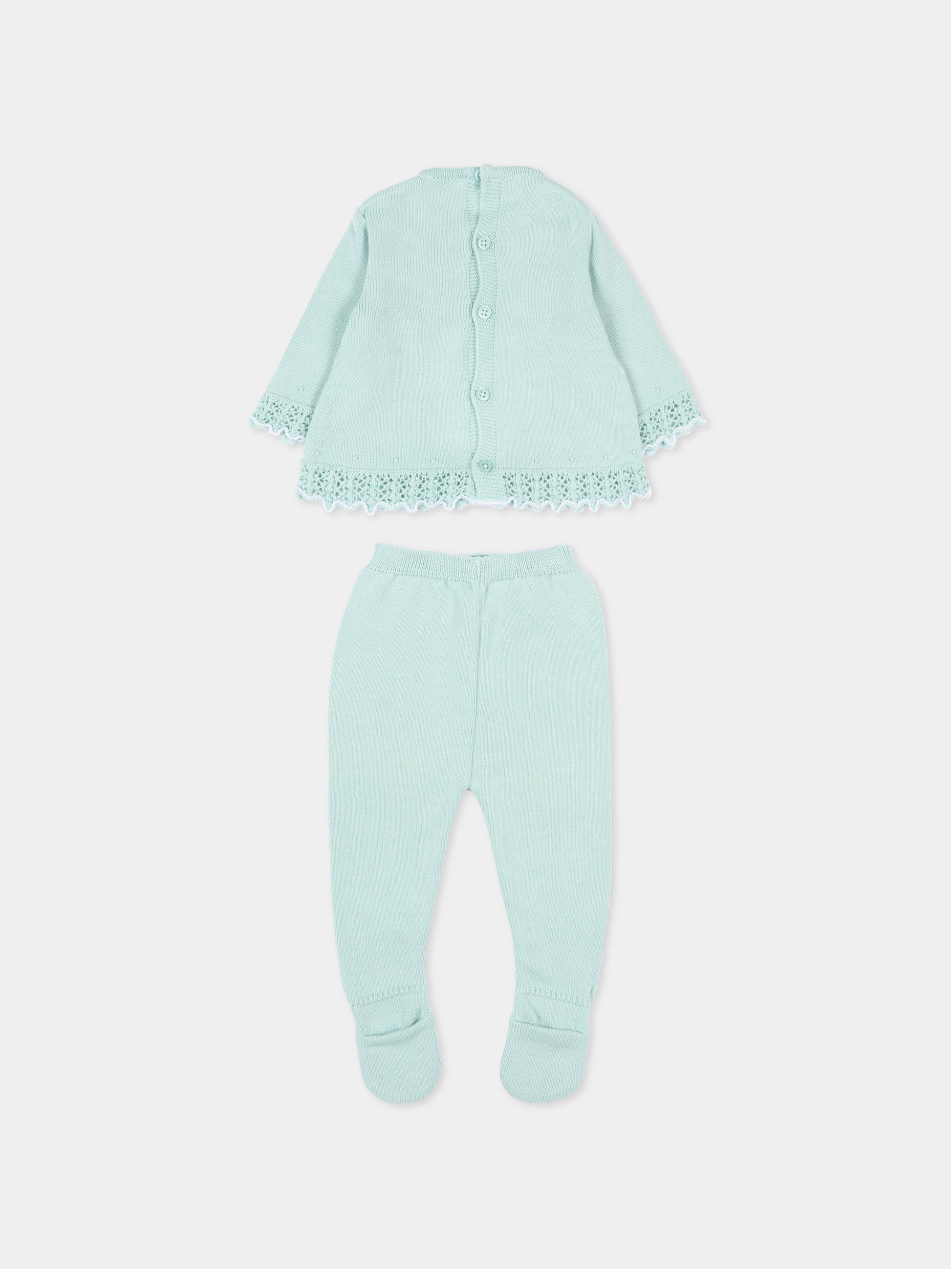 Completo nascita verde per neonata con pizzo,Paz Rodríguez,103 123461 1301 H82