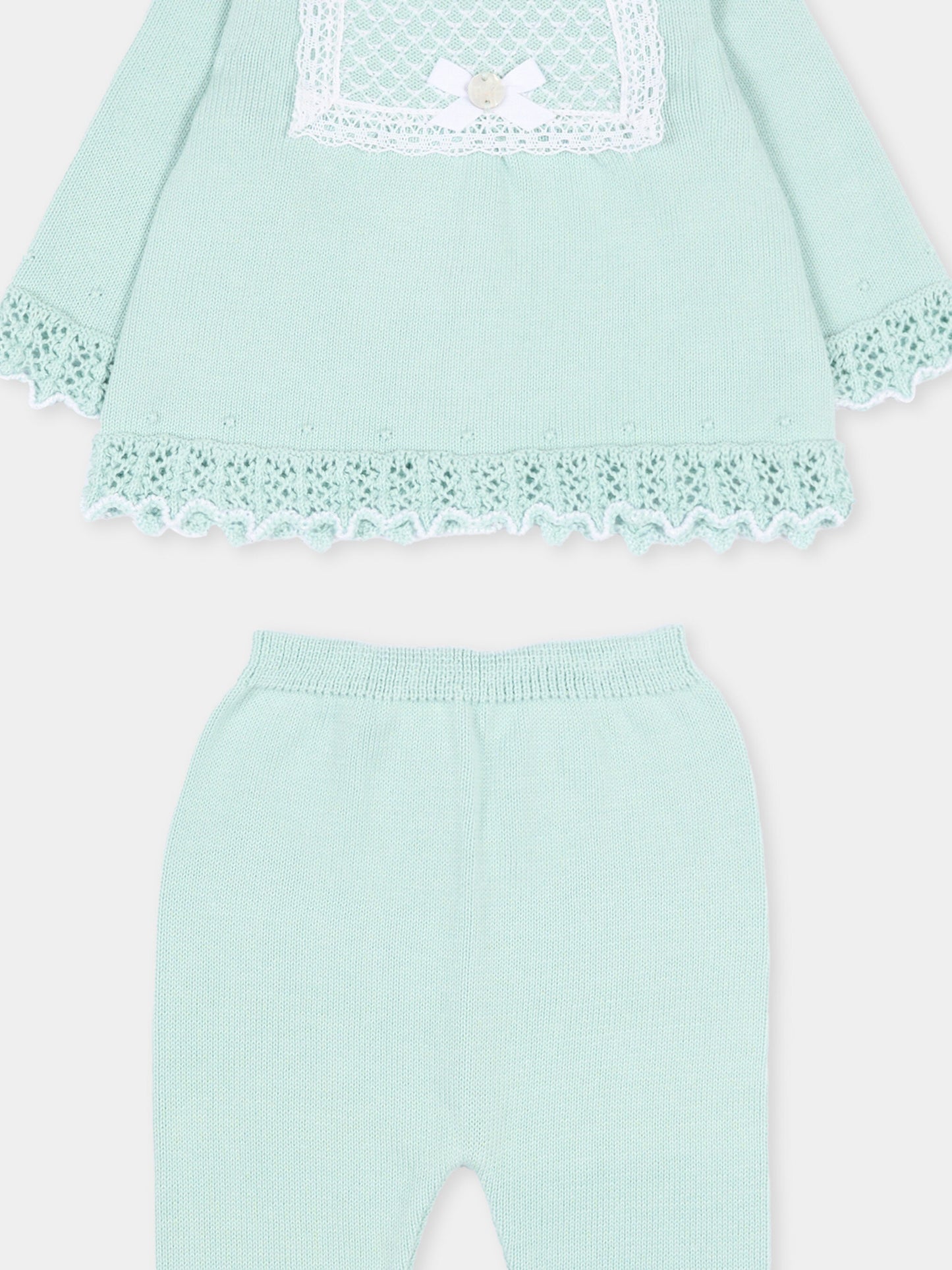 Completo nascita verde per neonata con pizzo,Paz Rodríguez,103 123461 1301 H82