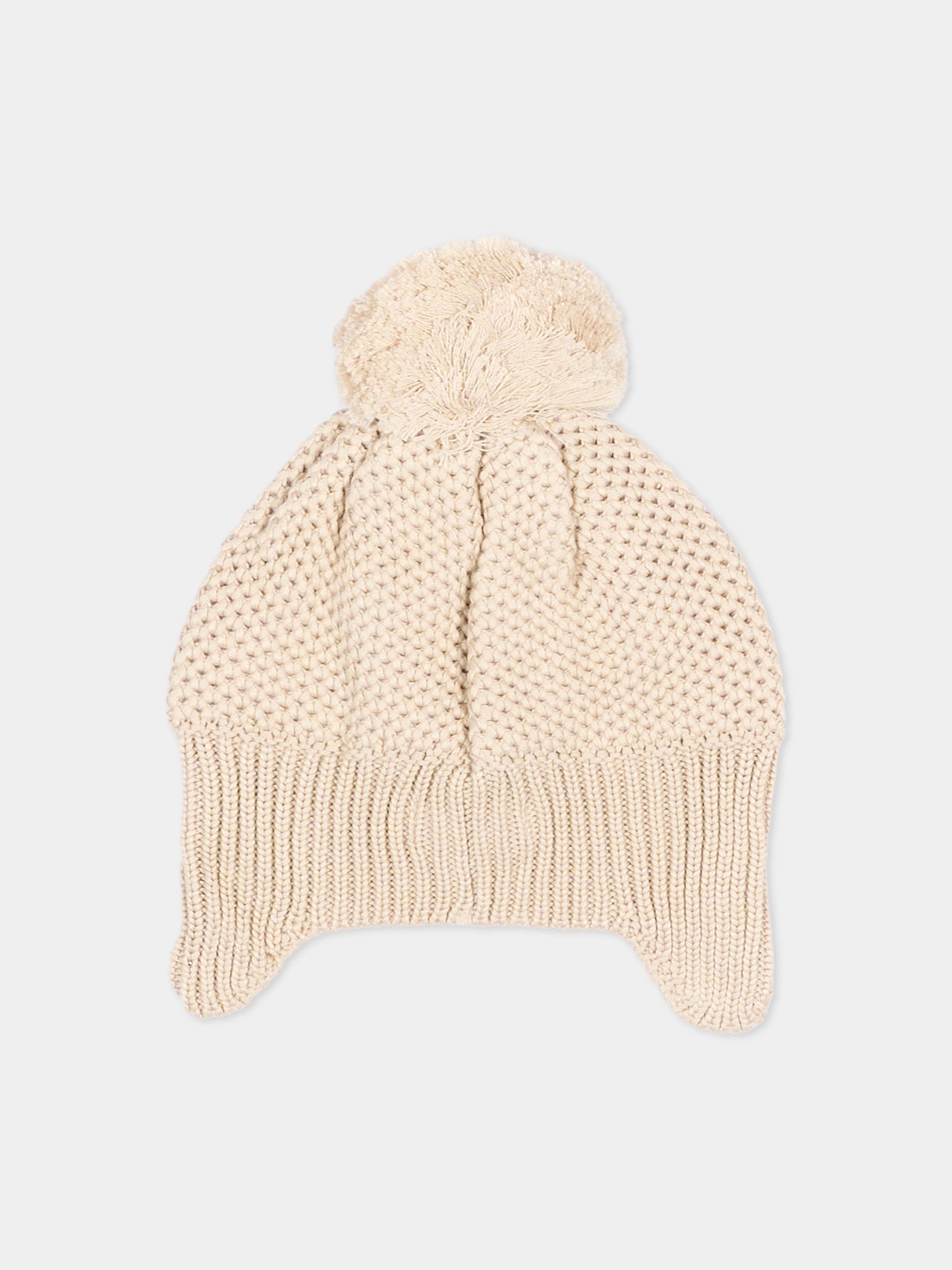Cappello avorio per neonato con pompon,Bamboom,1279 WARM WHITE