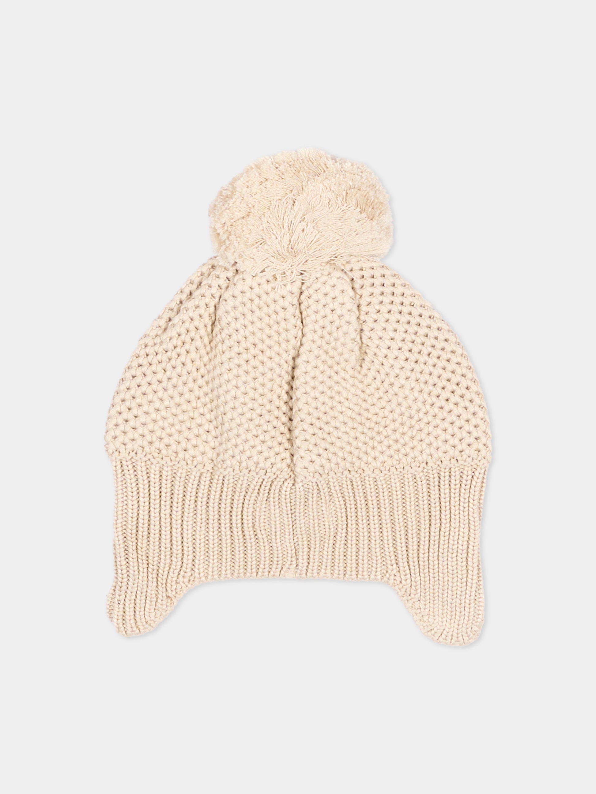 Cappello avorio per neonato con pompon,Bamboom,1279 WARM WHITE