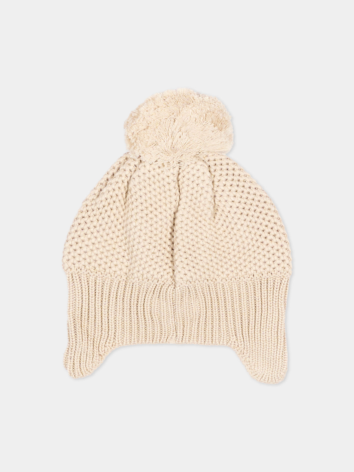 Cappello avorio per neonato con pompon,Bamboom,1279 WARM WHITE