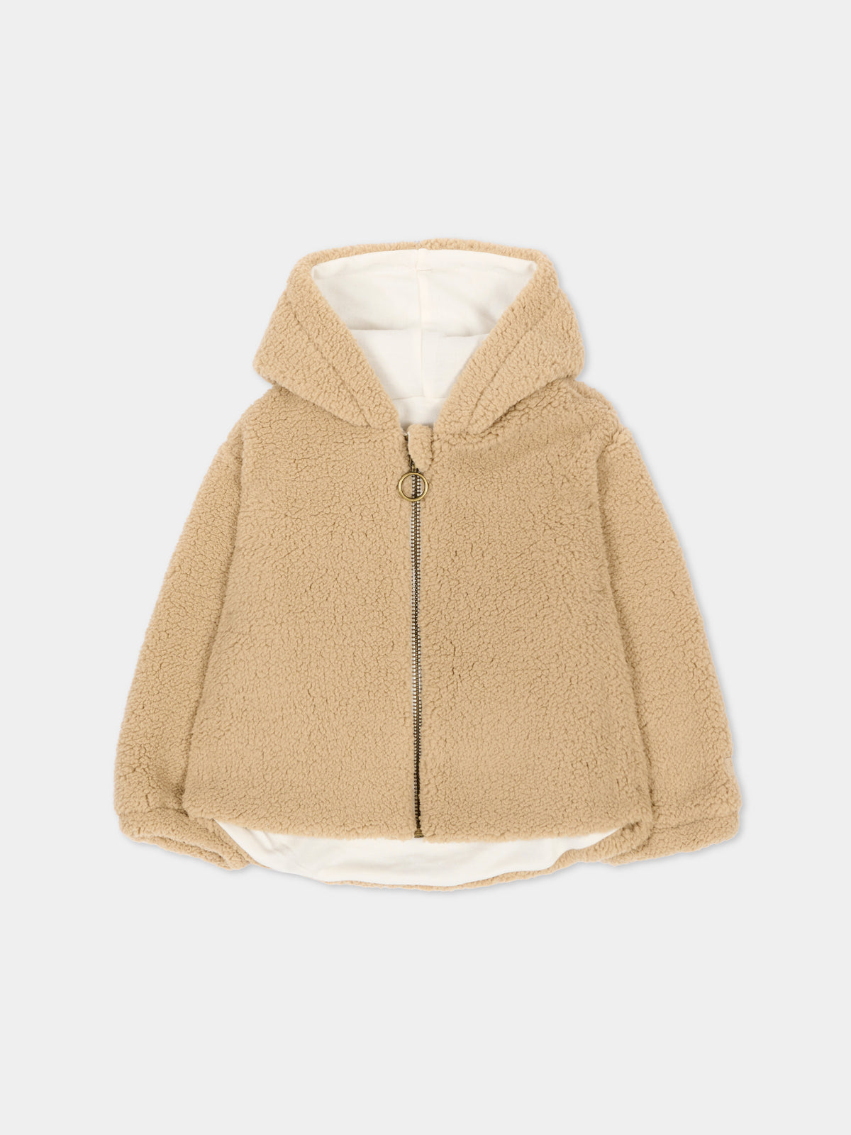 Ecopelliccia beige per neonati con cappuccio,Bamboom,1271TE00084 SAFARI