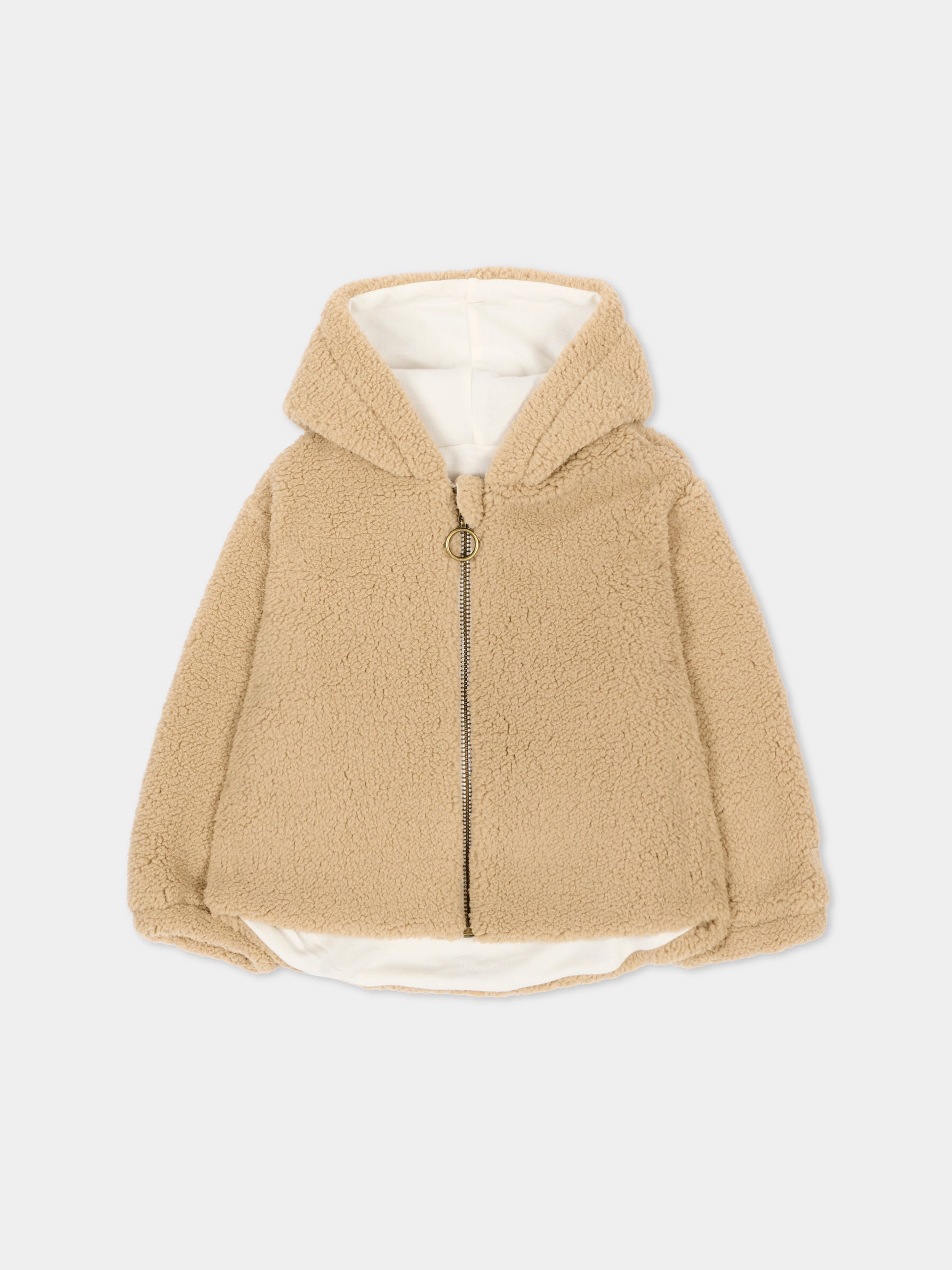 Ecopelliccia beige per neonati con cappuccio,Bamboom,1271TE00084 SAFARI