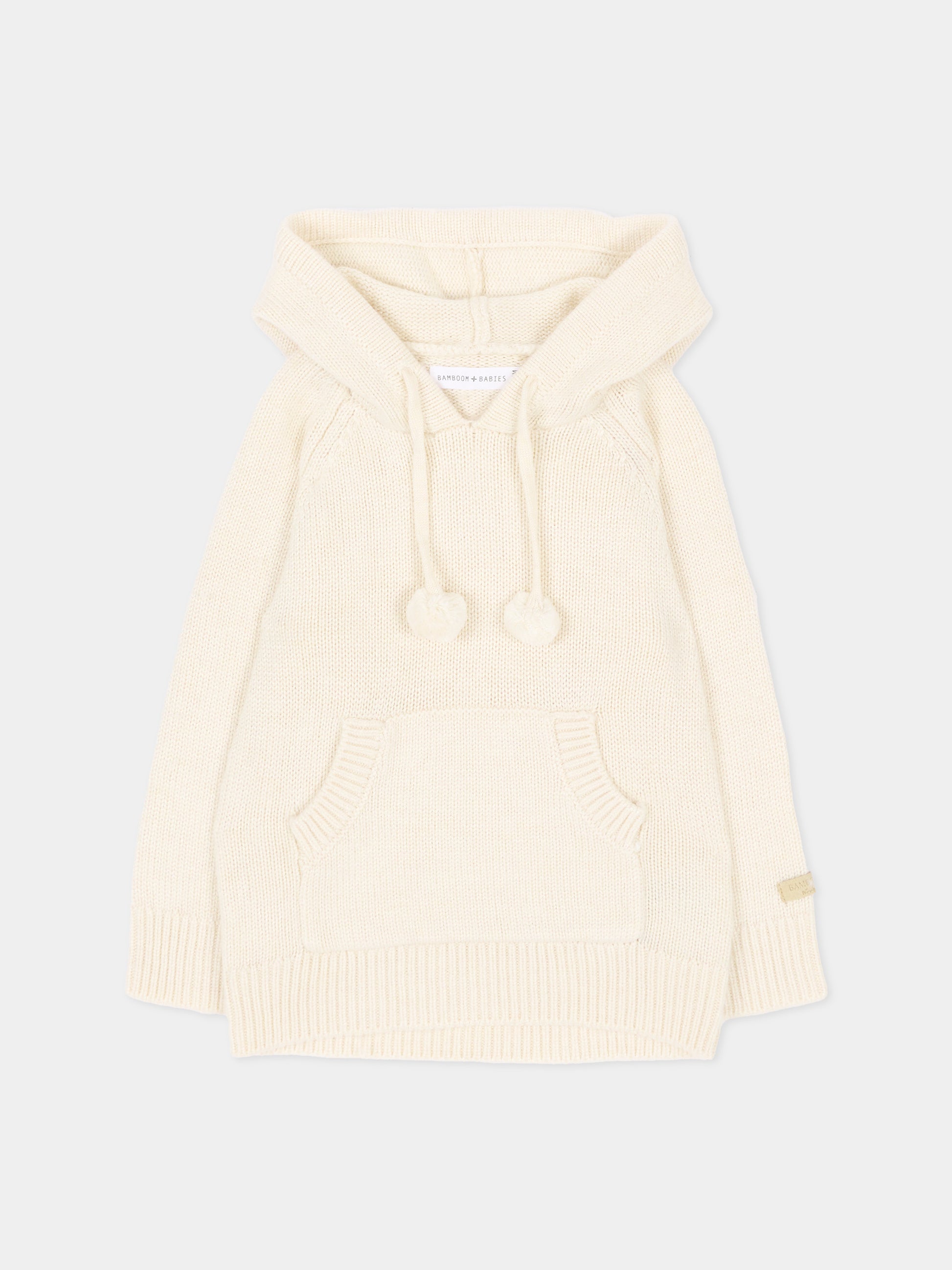 Felpa avorio per neonati con cappuccio,Bamboom,1258 WARM WHITE