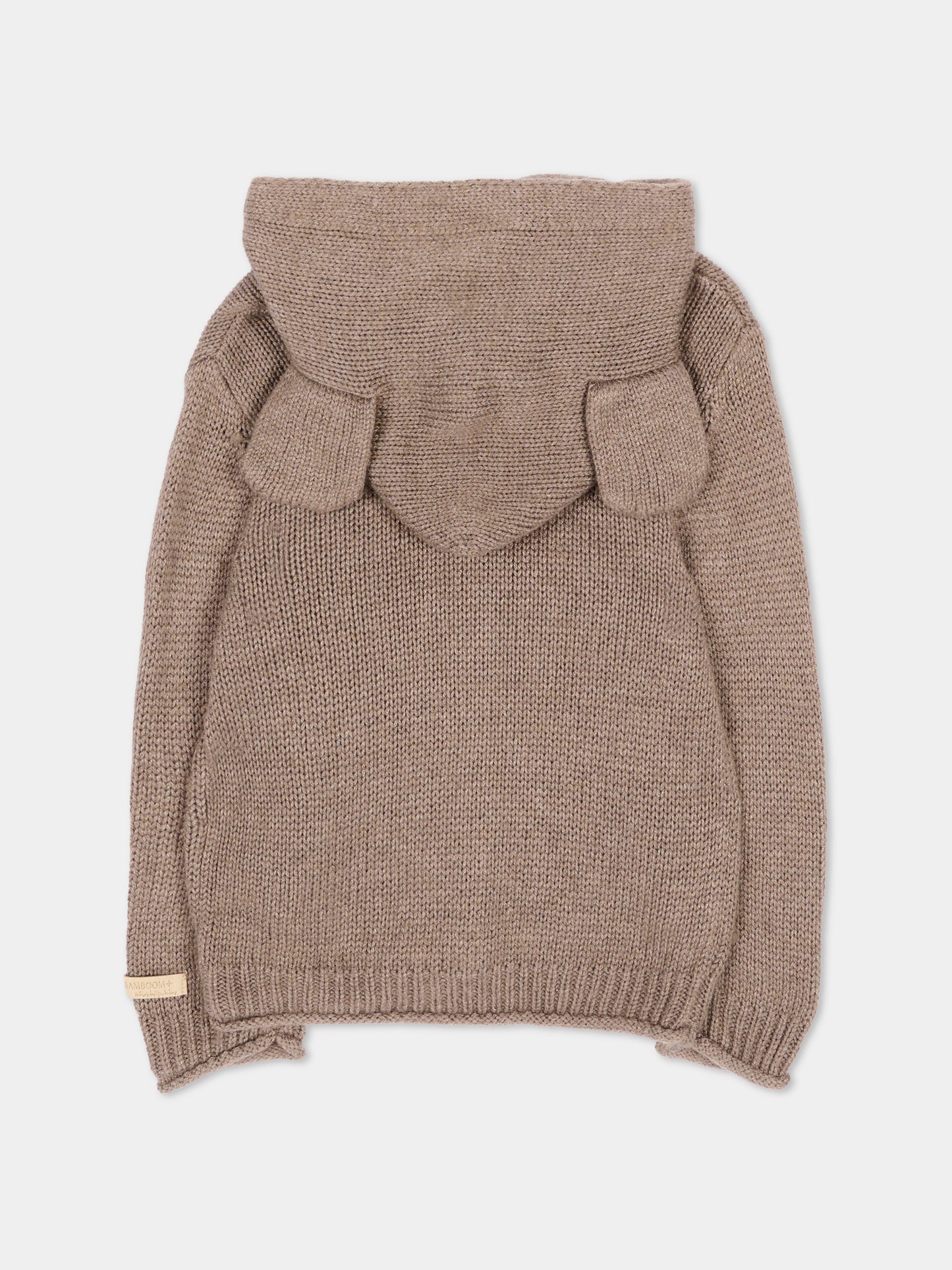 Cardigan marrone per neonati con cappuccio,Bamboom,1265 ASH BROWN