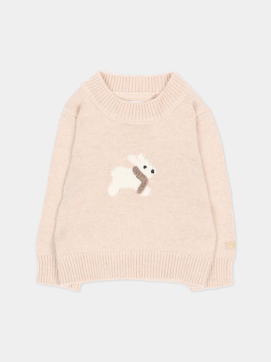 Maglione rosa per neonata con coniglio,Bamboom,1274 PINK