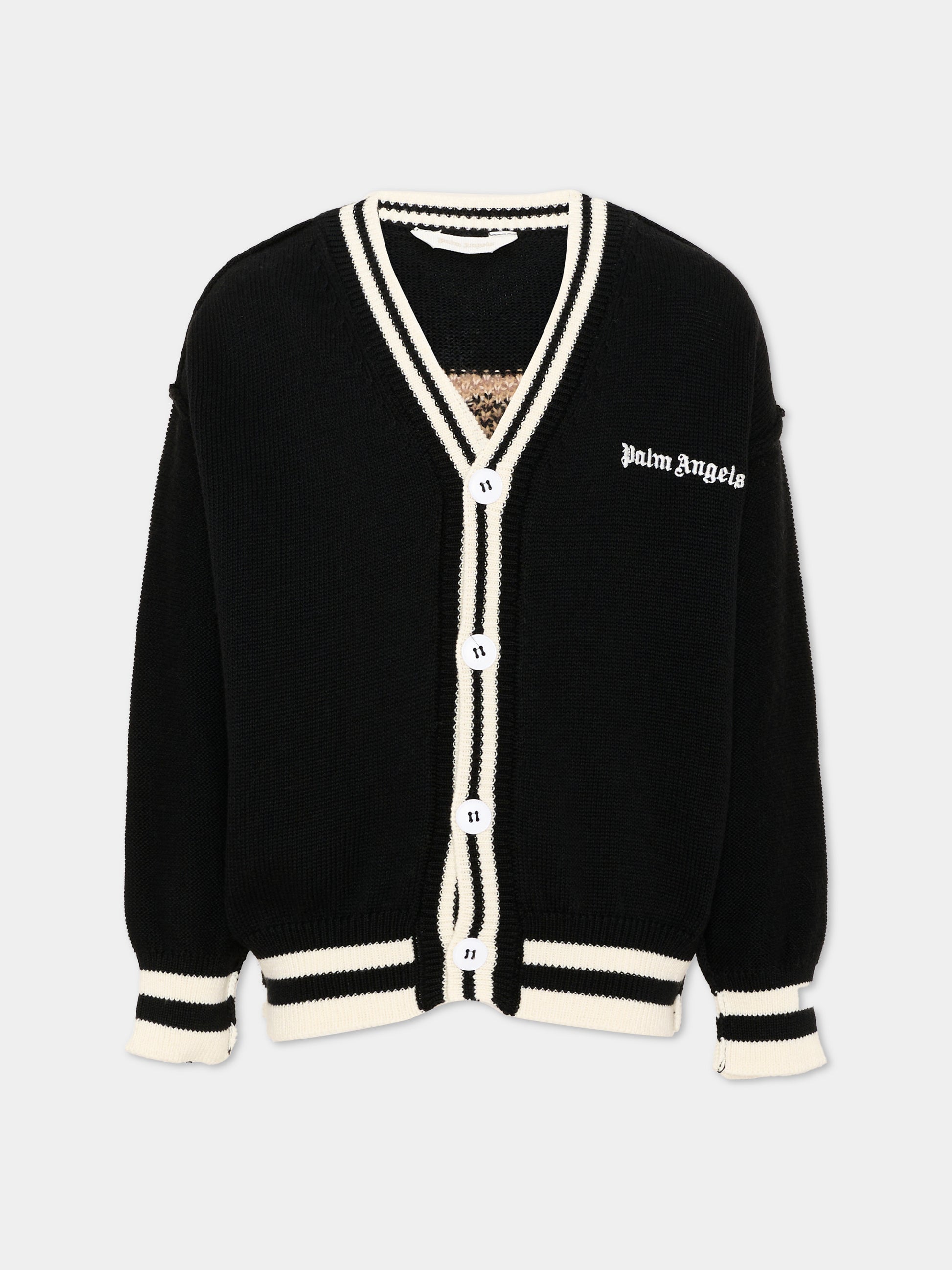Cardigan nero per bambino con teddy bear,Palm Angels,F6PAJBCA151 110