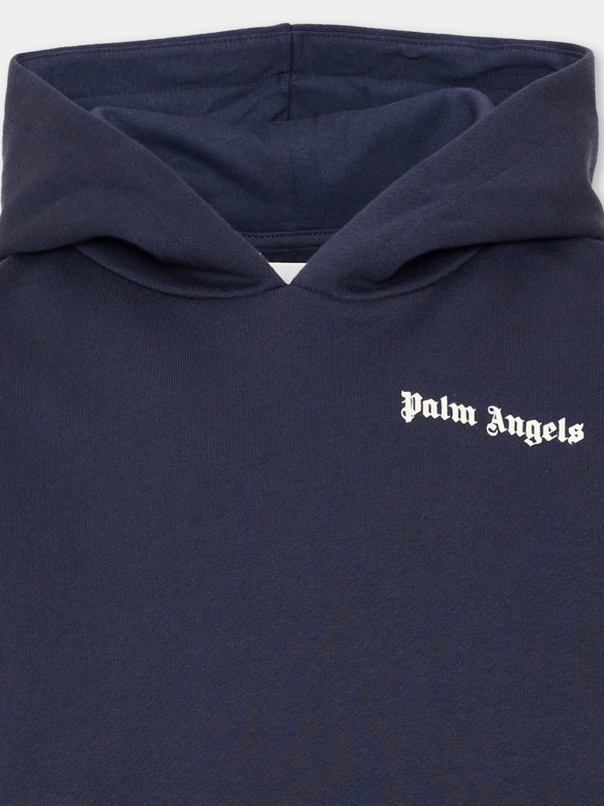 Felpa con cappuccio blu con logo,Palm Angels,F6PAJBHS011 1528