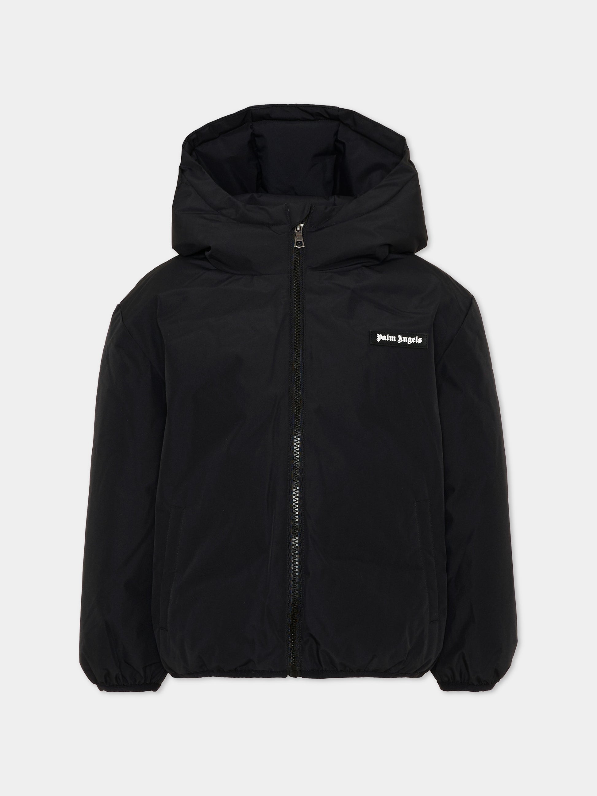 Piumini nero per bambini con logo,Palm Angels,F6PAJBPF007 110