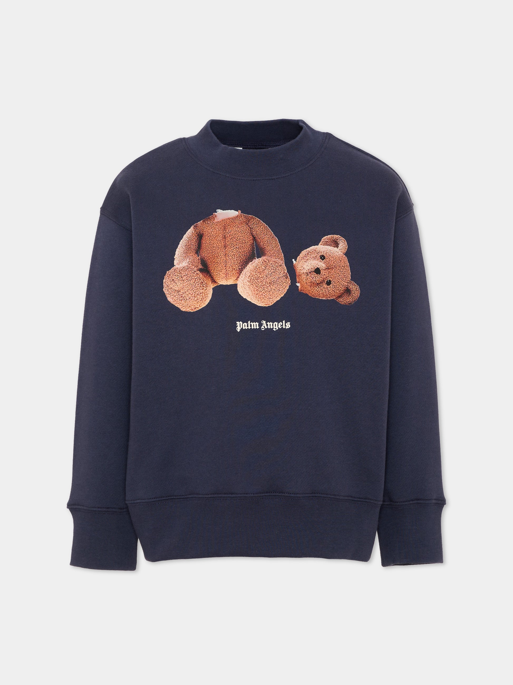 Felpa blu per bambini con teddy bear,Palm Angels,F6PAJBSW060 1528