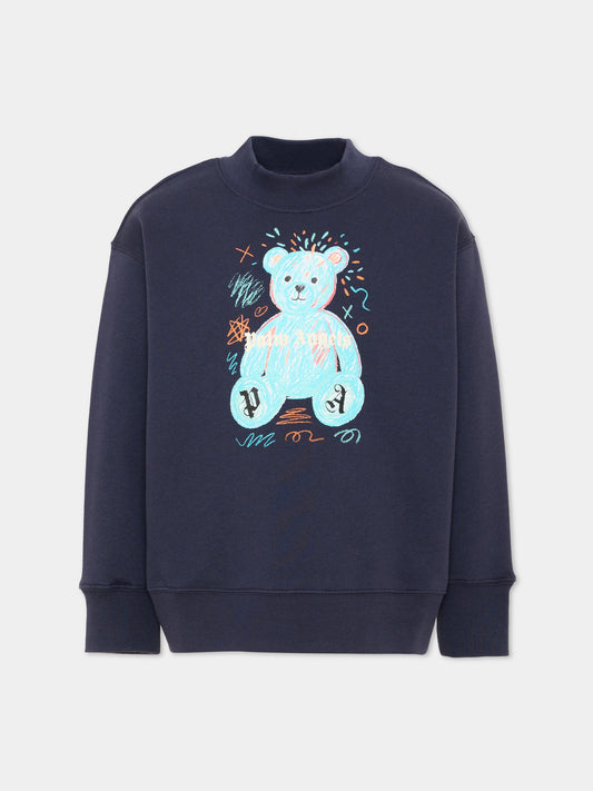 Felpa blu per bambino con teddy bear,Palm Angels,F6PAJBSW102 1528