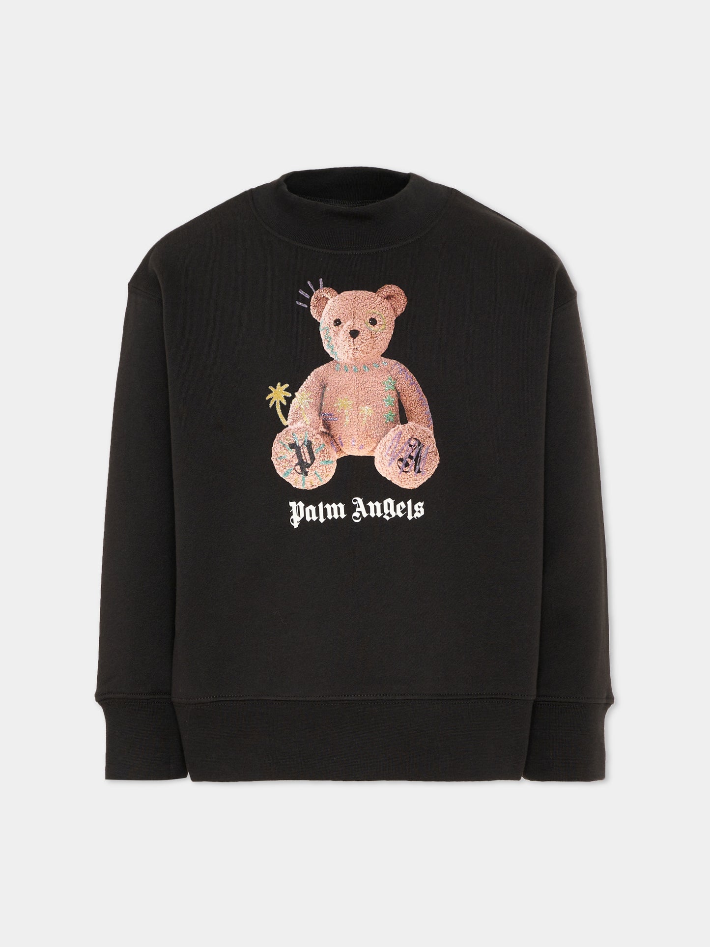 Felpa nera per bambina con Teddy Bear,Palm Angels,F6PAJGSW078 110