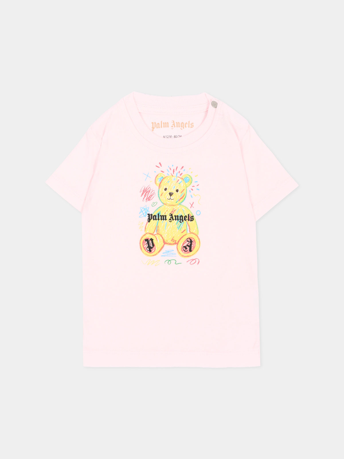 T-shirt rosa per neonata con teddy bear,Palm Angels,F6PANGTH195 042