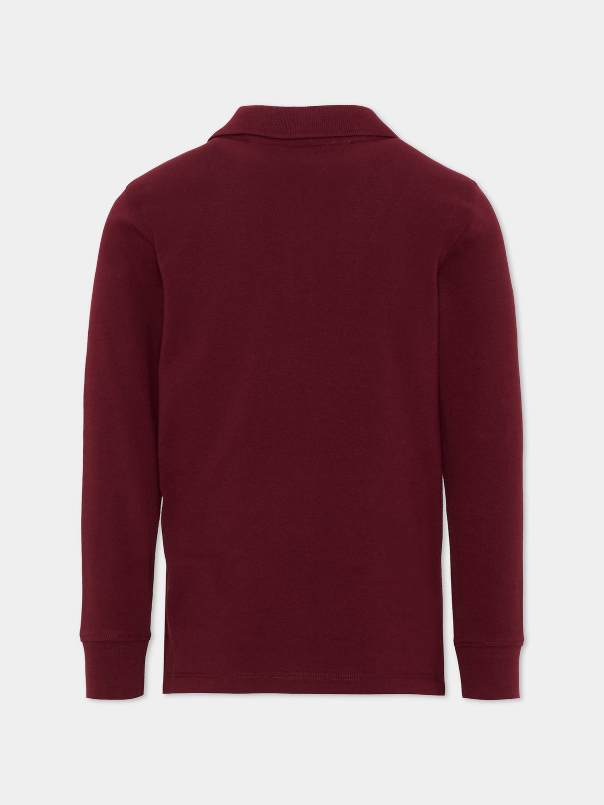 Polo a manica lunga bordeaux per bambino con logo,Tommy Hilfiger Junior,KB0KB09664 VLP