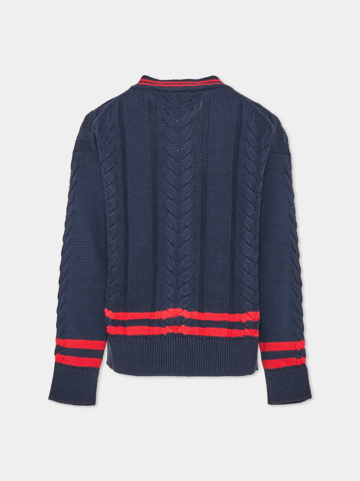 Maglione blu per bambino con trecce,Tommy Hilfiger Junior,KS0KS00763 C1G